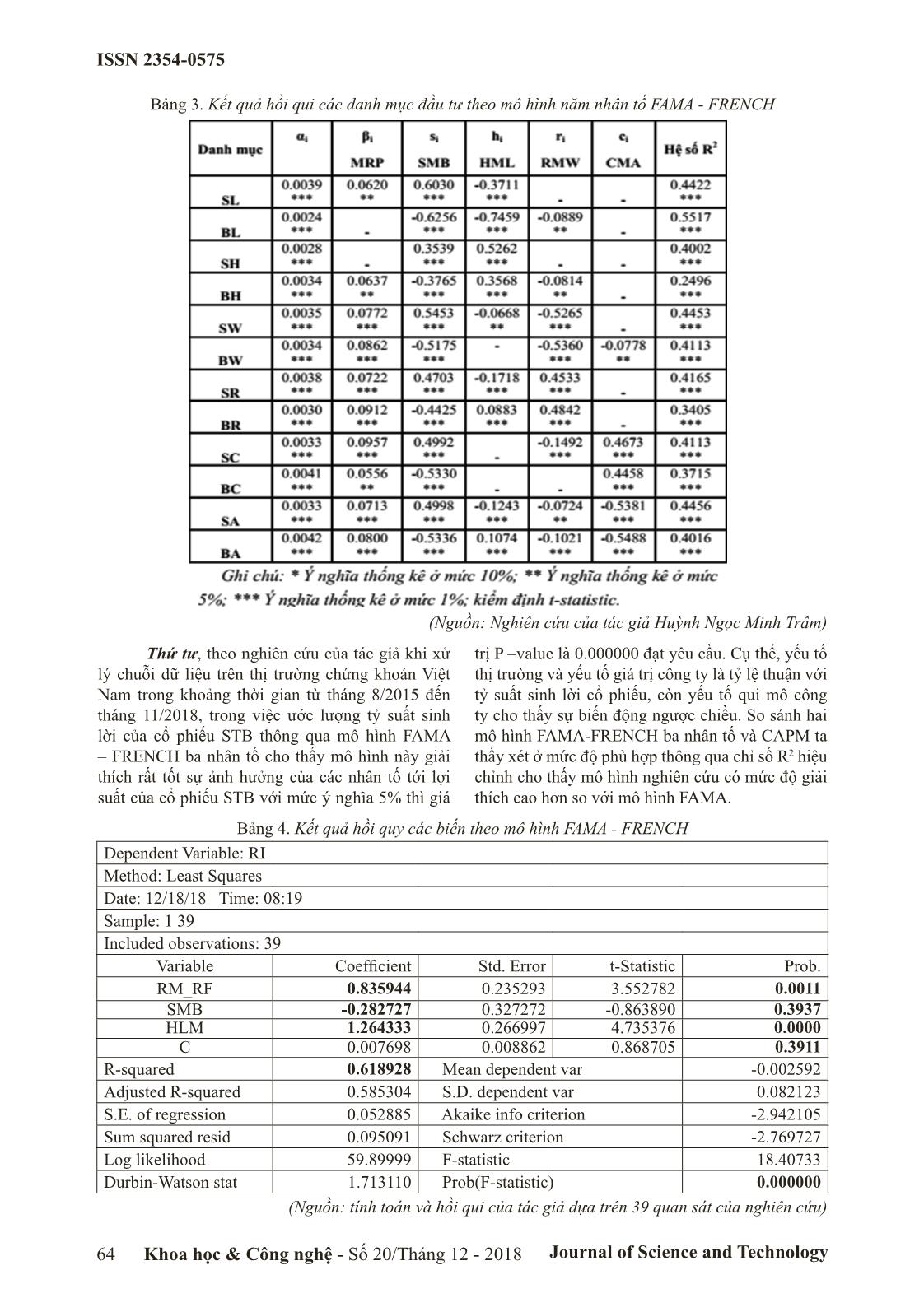 Vai trò của mô hình 3 nhân tố FAMA – FRENCH trong ước lượng tỷ suất sinh lời cổ phiếu trên thị trường chứng khoán Việt Nam trang 5