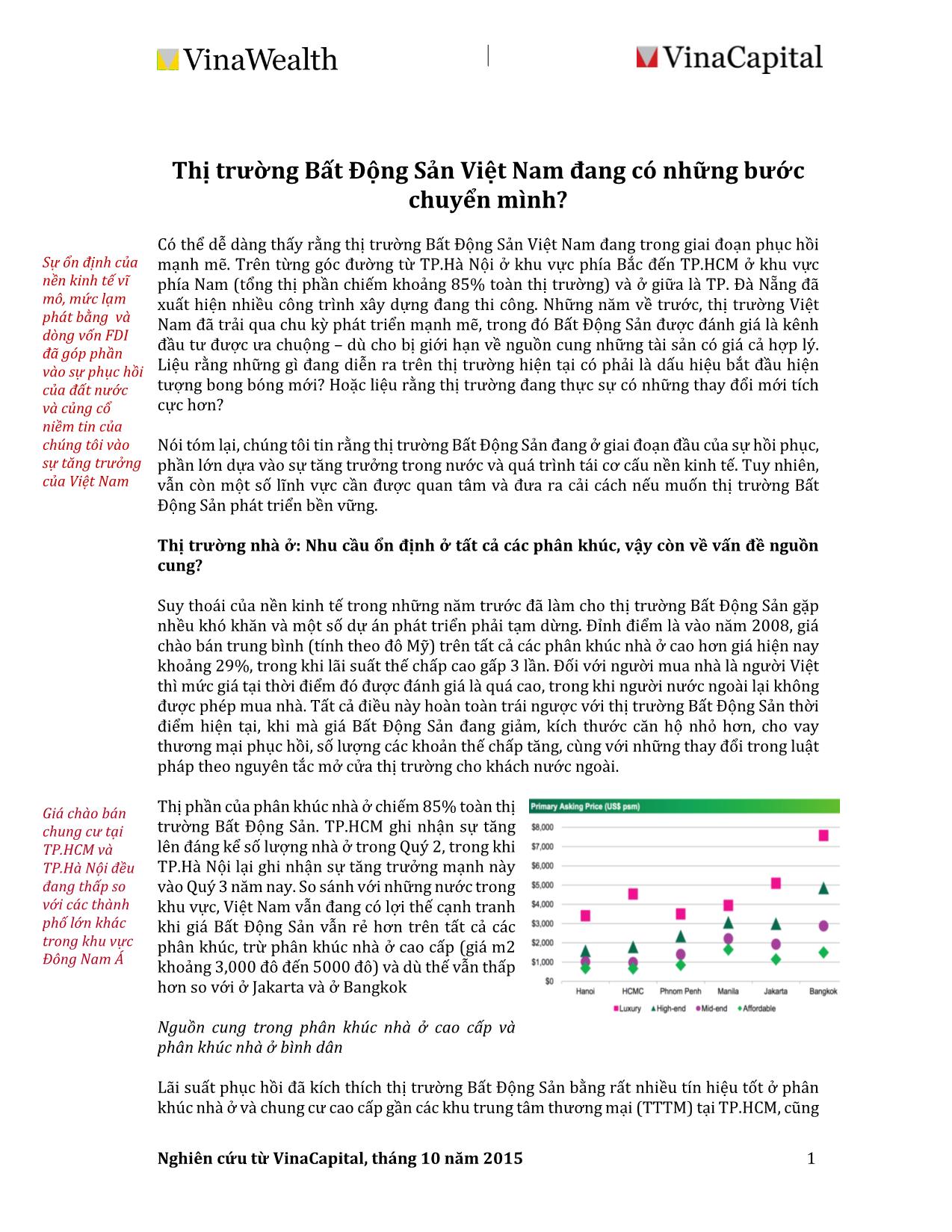 Thị trường Bất động sản Việt Nam đang có những bước chuyển mình ? trang 1