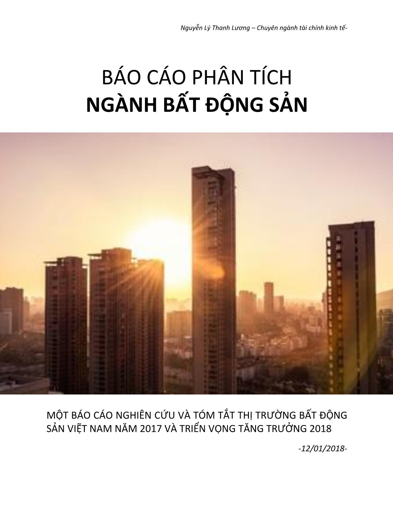 Báo cáo phân tích ngành bất động sản - Nguyễn Lý Thanh Lương trang 1