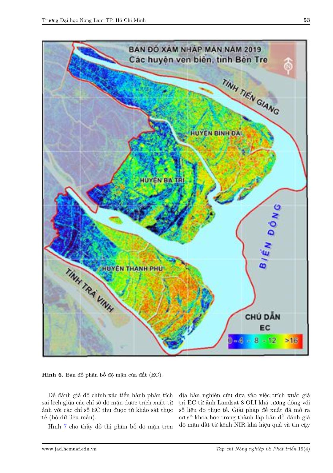 Ứng dụng ảnh Landsat 8 đánh giá xâm nhập mặn các huyện ven biển thuộc tỉnh Bến Tre trang 9