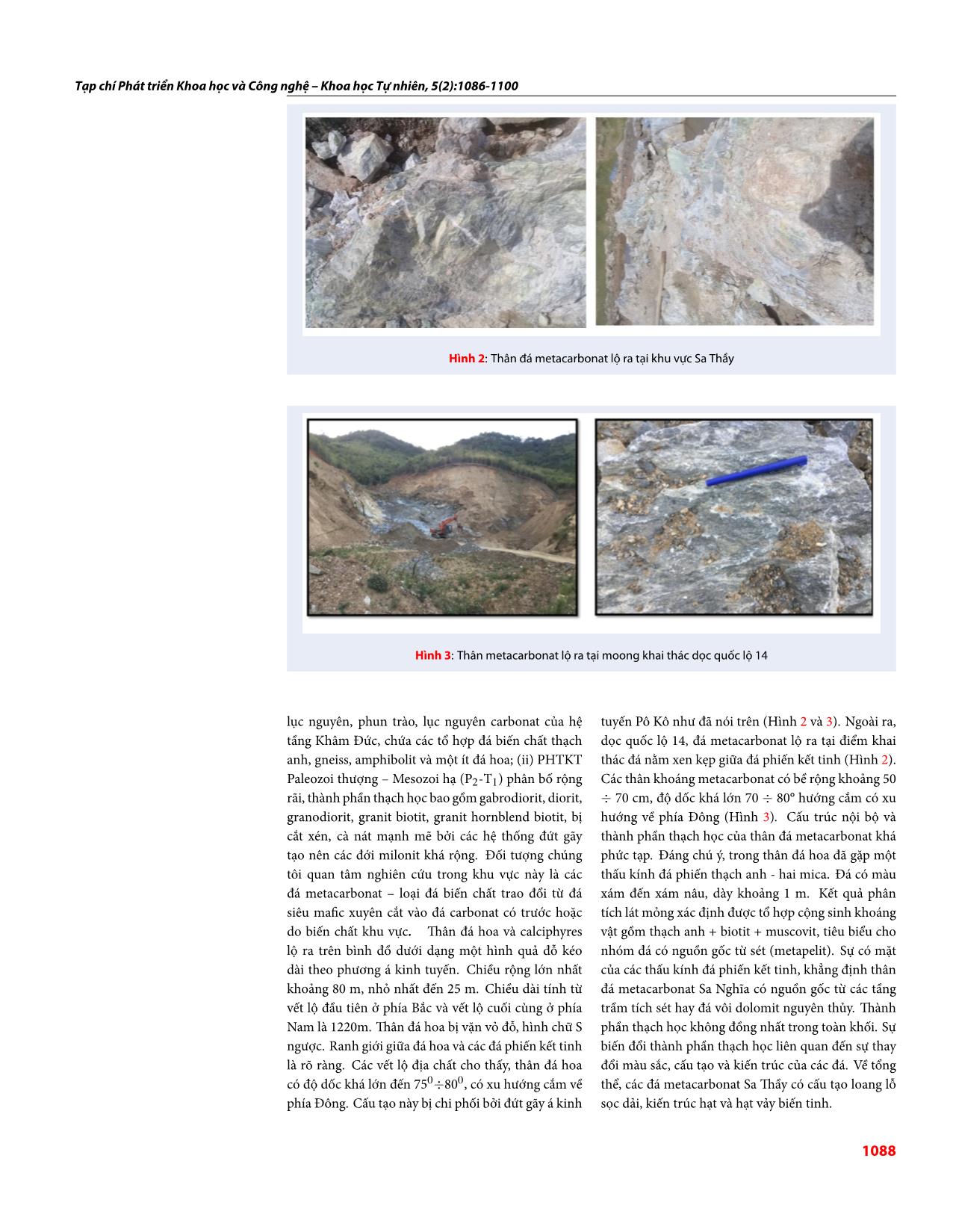 Đặc điểm thành phần khoáng vật trong đá metacarbonat khu vực Sa Thầy, Kon Tum và khả năng ứng dụng của metacarbonat trong đá mỹ nghệ trang 3