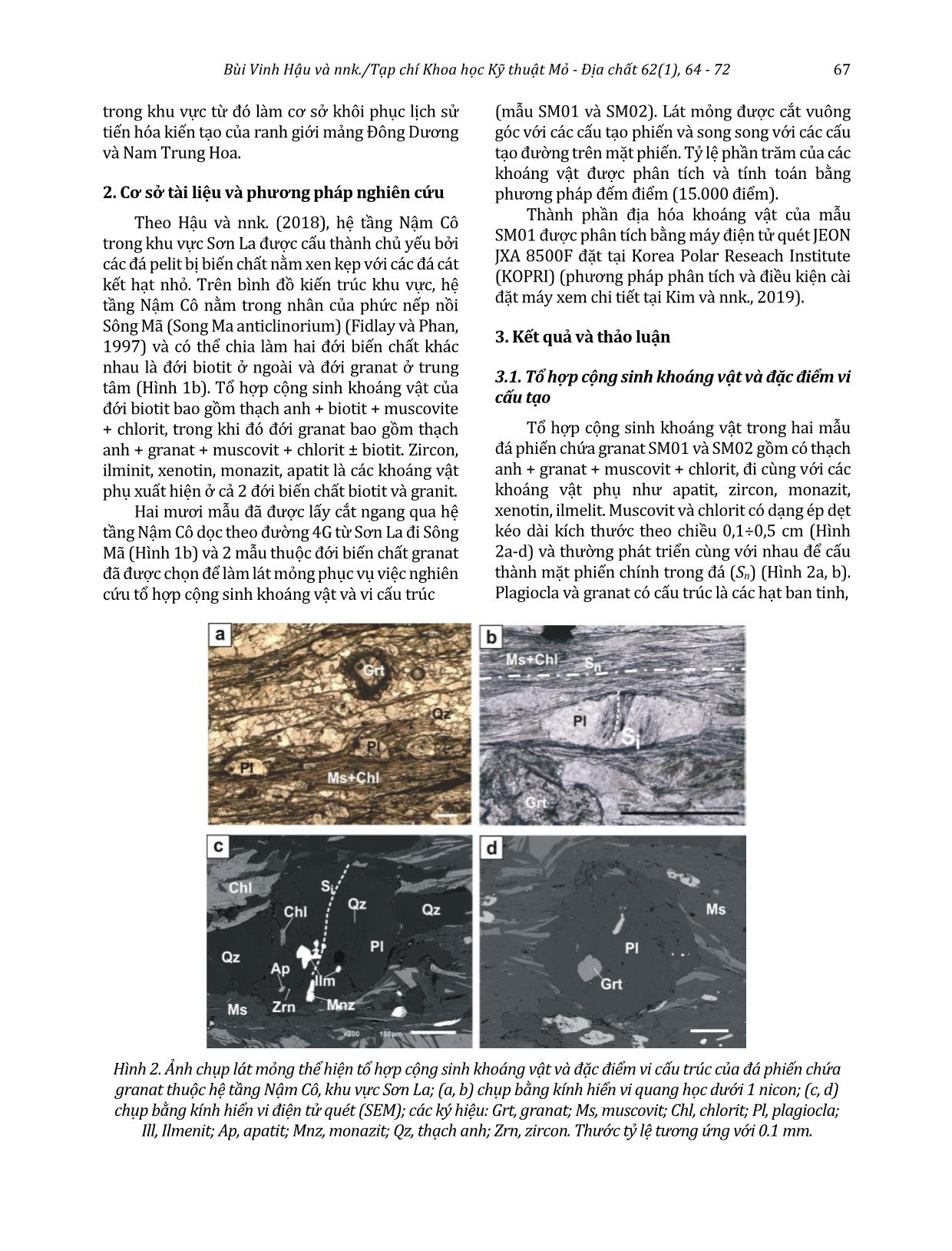 Đặc điểm thành phần thạch học và cấu trúc các đá phiến chứa granat của hệ tầng Nậm Cô, khu vực Sơn La, đới khâu Sông Mã, Tây Bắc Việt Nam trang 4