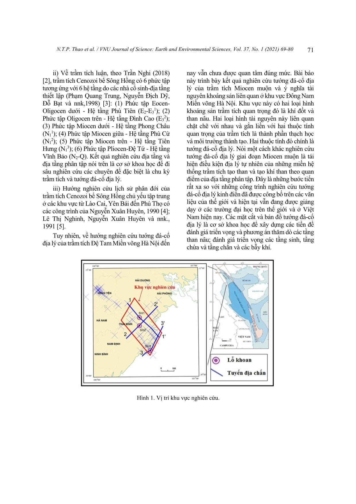 Đặc điểm tướng đá - Cổ địa lý Miocen muộn khu vực Đông Nam miền võng Hà Nội trang 3