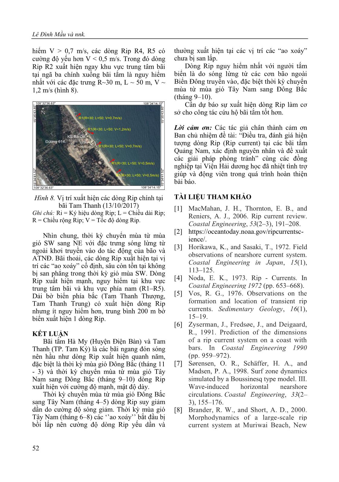 Đặc điểm xuất hiện dòng Rip (Rip current) tại bãi tắm Hà My (Điện Bàn), Tam Thanh (Tam Kỳ) tỉnh Quảng Nam trang 10