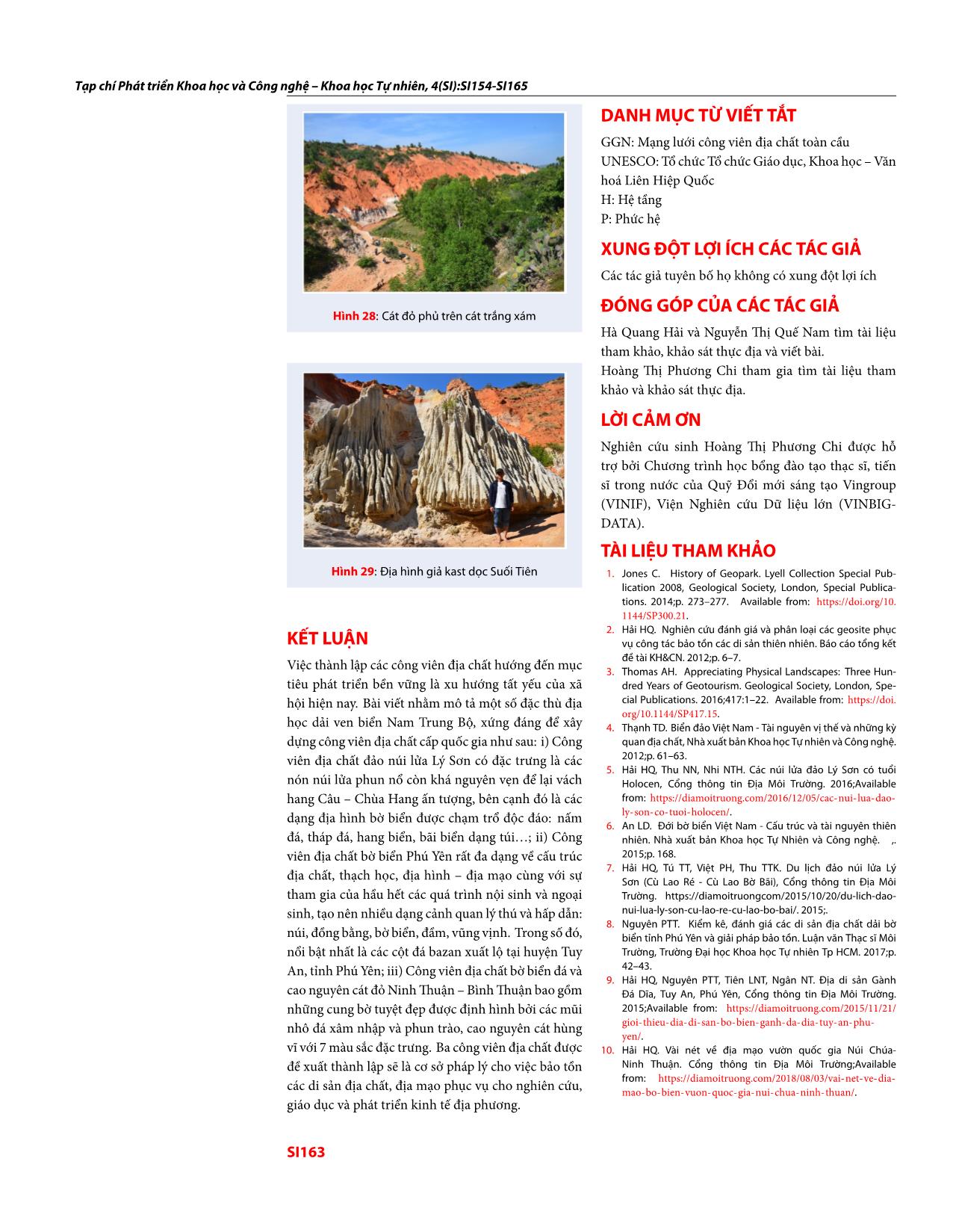 Đặc thù địa học tại các công viên địa chất tiềm năng thuộc dải ven biển Nam Trung bộ, Việt Nam trang 10
