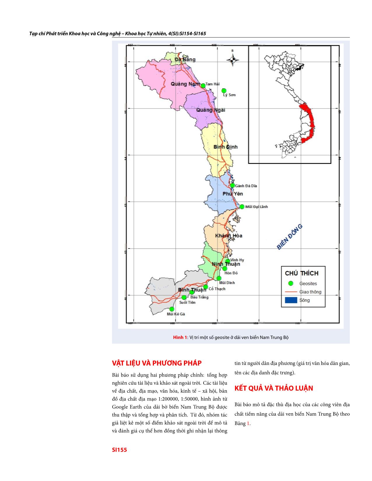 Đặc thù địa học tại các công viên địa chất tiềm năng thuộc dải ven biển Nam Trung bộ, Việt Nam trang 2