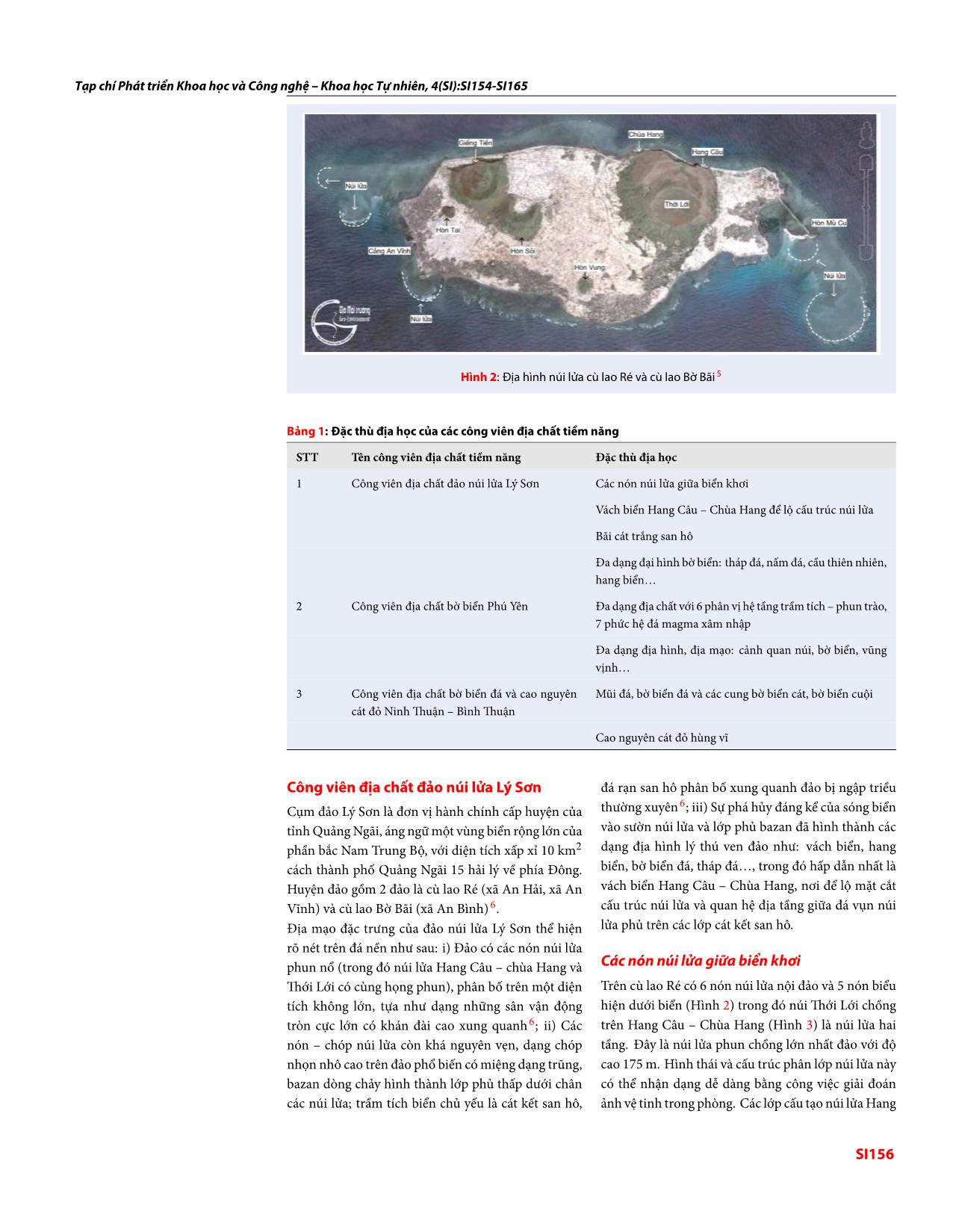 Đặc thù địa học tại các công viên địa chất tiềm năng thuộc dải ven biển Nam Trung bộ, Việt Nam trang 3