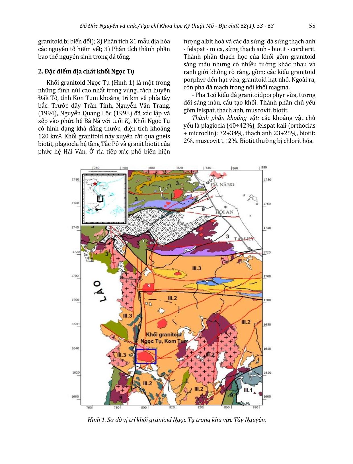 Đặc tính môi trường oxy hóa - khử của granitoid khối Ngọc Tụ và tính chuyên hóa địa hóa của chúng trang 3