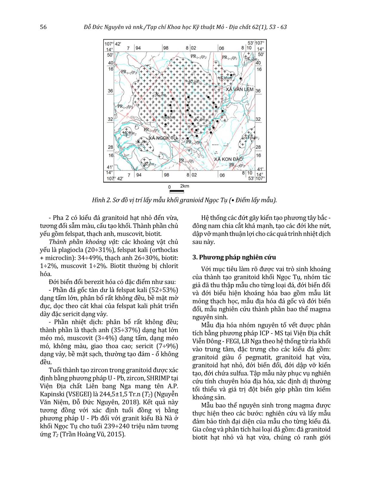 Đặc tính môi trường oxy hóa - khử của granitoid khối Ngọc Tụ và tính chuyên hóa địa hóa của chúng trang 4