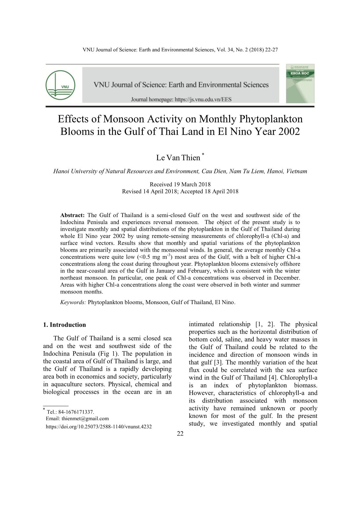 Effects of Monsoon Activity on Monthly Phytoplankton Blooms in the Gulf of Thai Land in El Nino Year 2002 trang 1