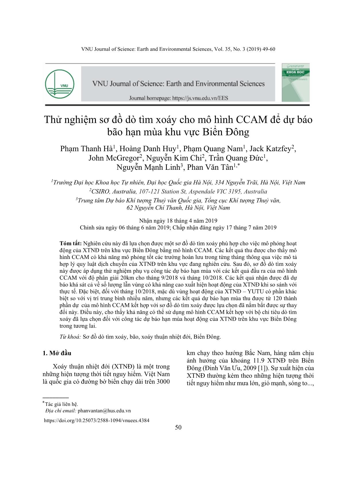 Implementation of Tropical Cyclone Detection Scheme to CCAM Model for Seasonal Tropical Cyclone Prediction over the Vietnam East Sea trang 2