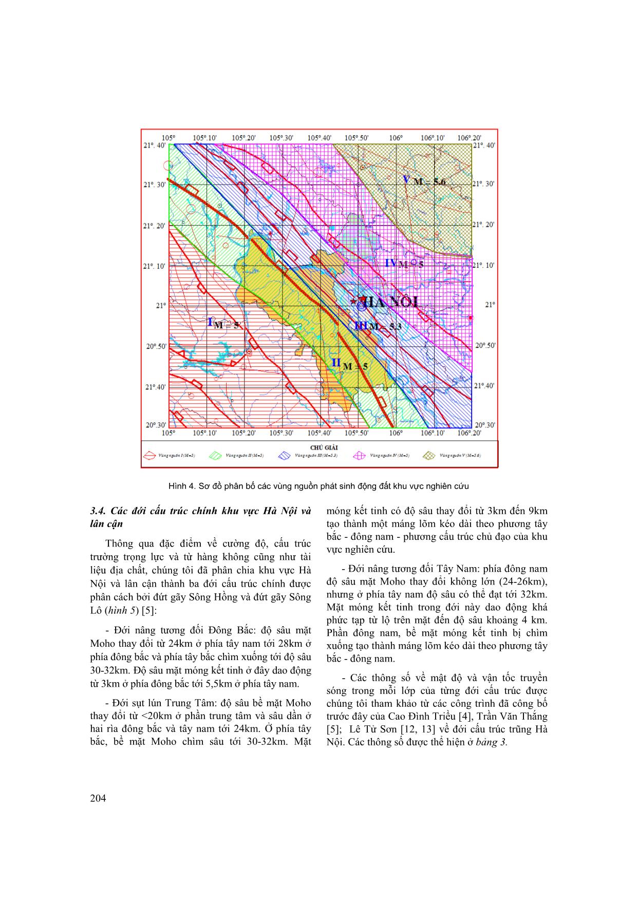 Đánh giá độ nguy hiểm động đất khu vực thành phố Hà Nội và lân cận trên cơ sở thuật toán tất định mới trang 5