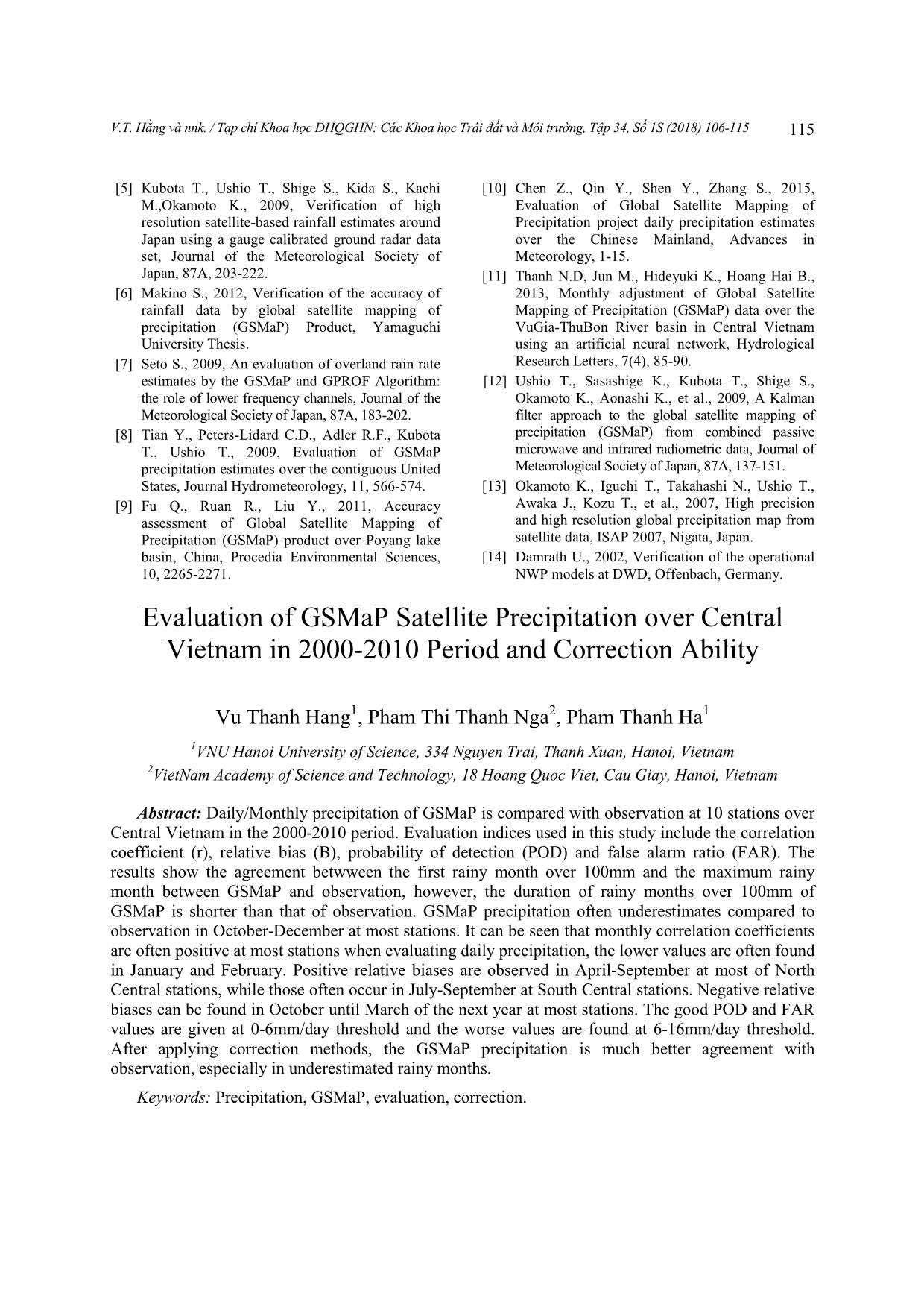 Đánh giá số liệu mưa vệ tinh GSMaP cho khu vực Trung Bộ Việt Nam giai đoạn 2000-2010 và khả năng hiệu chỉnh trang 10