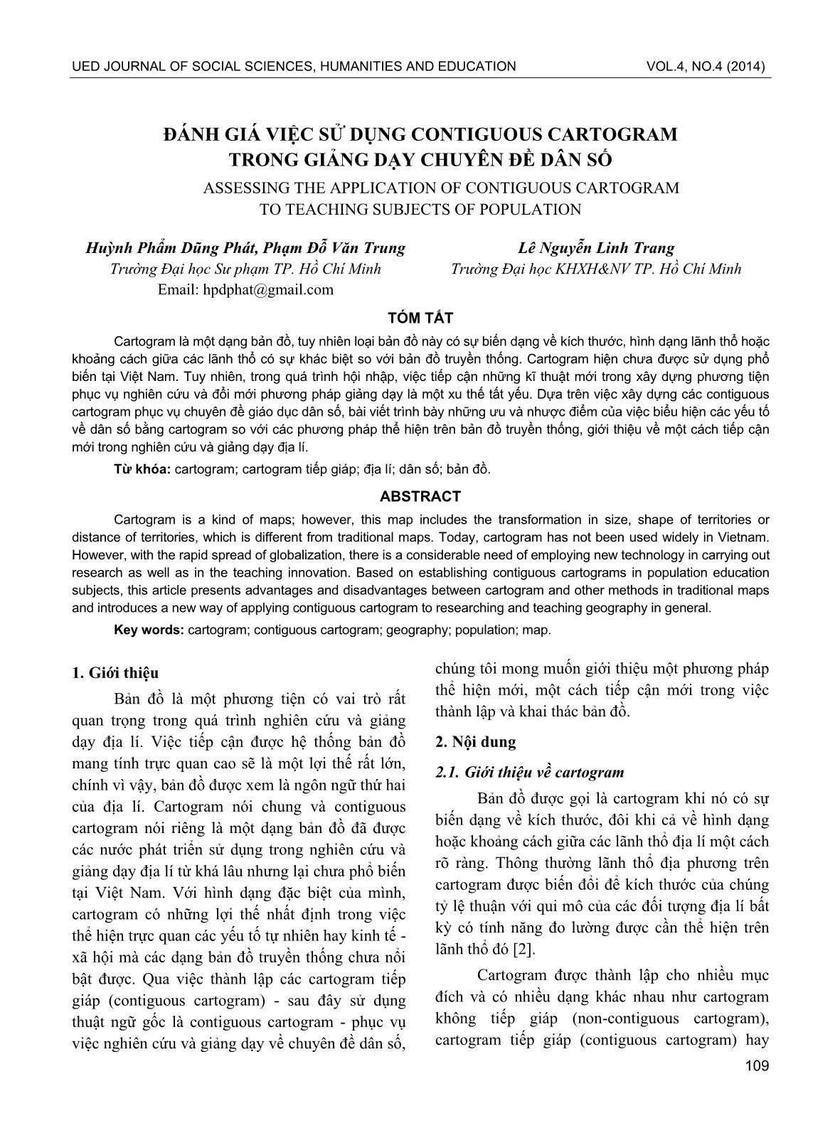 Đánh giá việc sử dụng contiguous cartogram trong giảng dạy Chuyên đề dân số trang 1