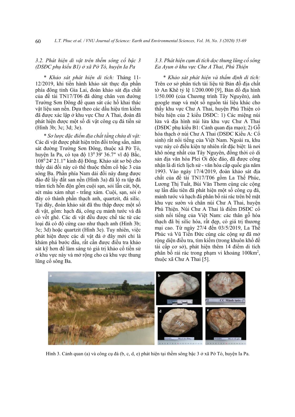 Một số phát hiện mới về di tích khảo cổ trong các thành tạo và di sản địa chất dọc thung lũng cổ sông Ba trang 6