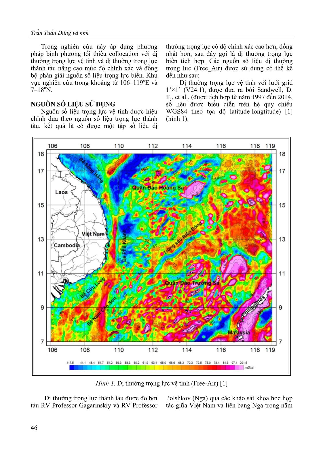 Nâng cao độ chính xác nguồn số liệu trọng lực trên khu vực trũng sâu Biển Đông và lân cận bằng phép tích hợp số liệu vệ tinh và số liệu đo trực tiếp trang 4