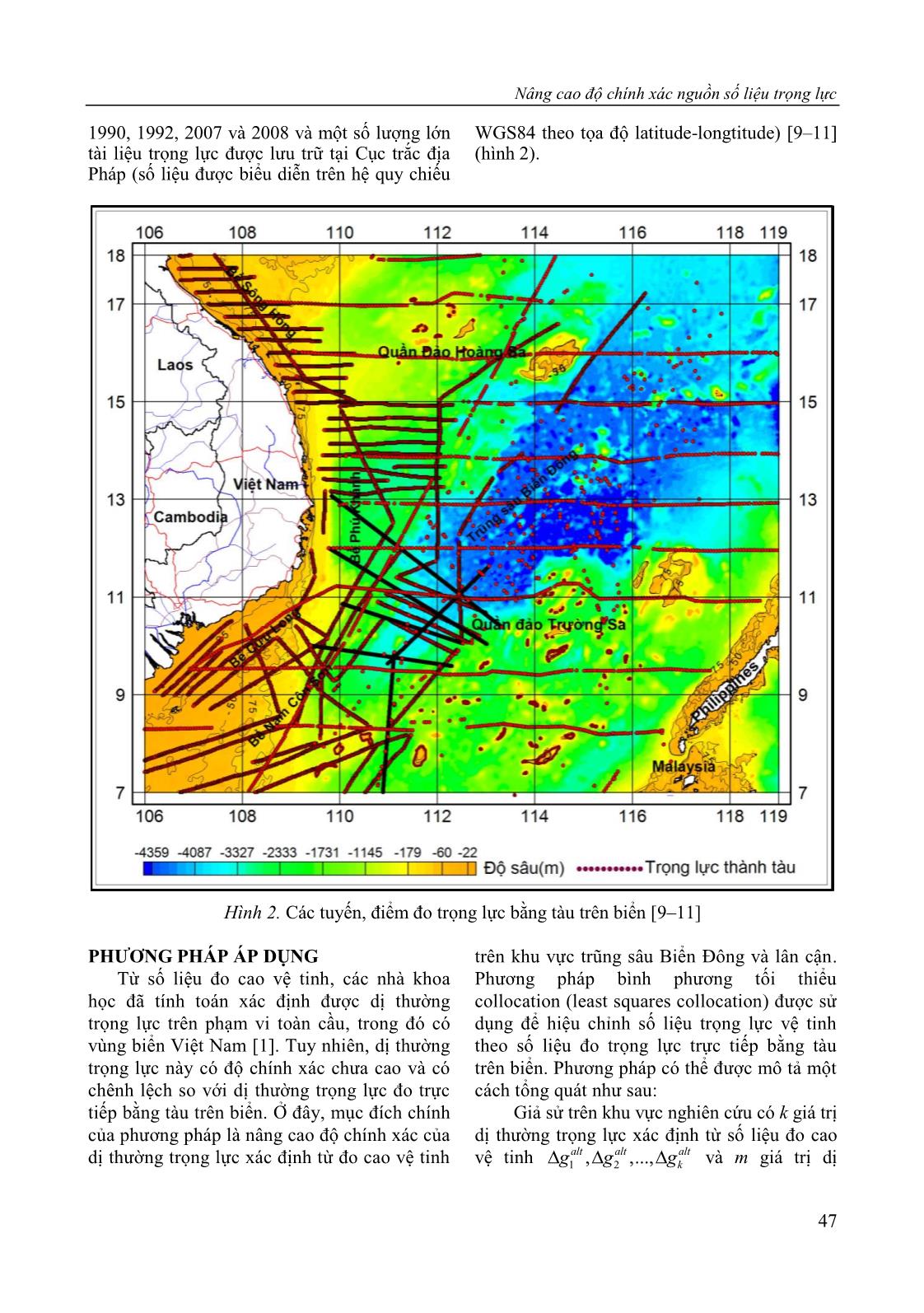 Nâng cao độ chính xác nguồn số liệu trọng lực trên khu vực trũng sâu Biển Đông và lân cận bằng phép tích hợp số liệu vệ tinh và số liệu đo trực tiếp trang 5