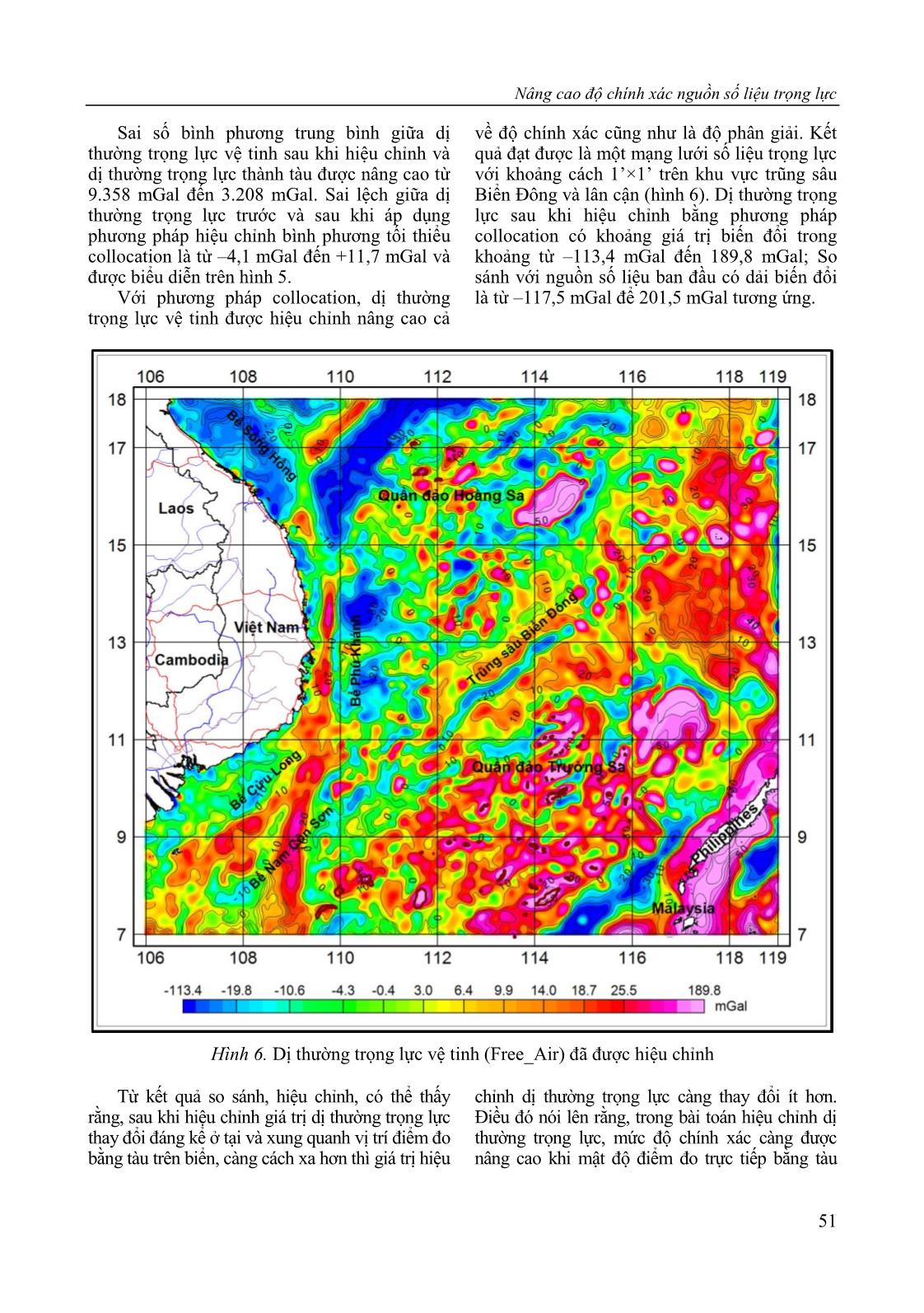 Nâng cao độ chính xác nguồn số liệu trọng lực trên khu vực trũng sâu Biển Đông và lân cận bằng phép tích hợp số liệu vệ tinh và số liệu đo trực tiếp trang 9