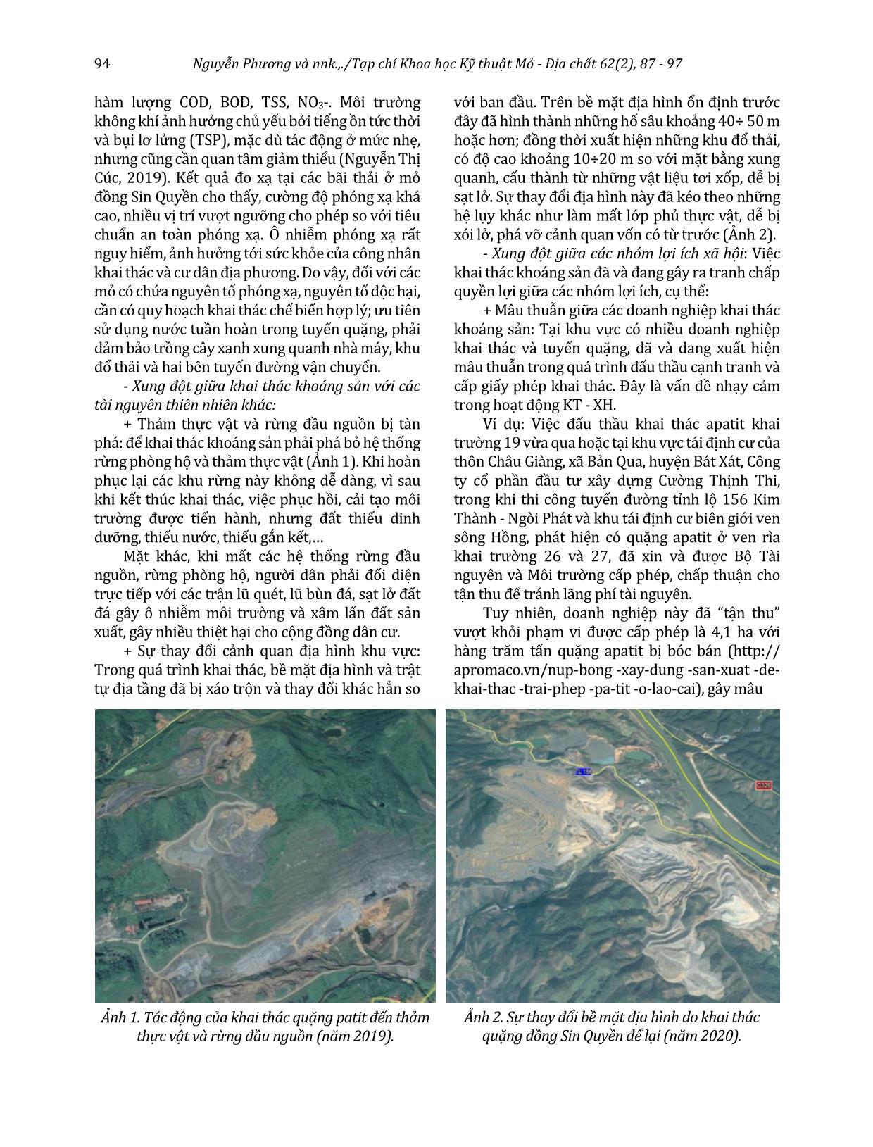 Nghiên cứu nhận diện các dạng xung đột môi trường trong họat động khoáng sản ở tỉnh Lào Cai và đề xuất giải pháp phát triển bền vững trang 8
