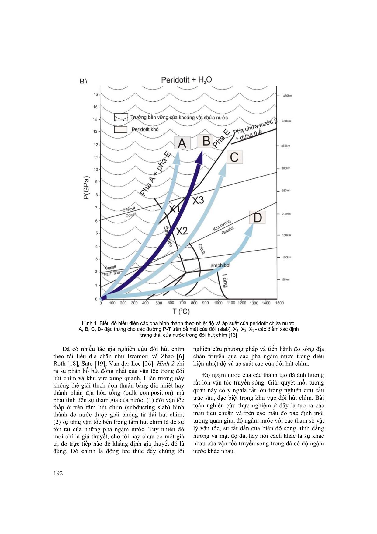 Nghiên cứu quá trình tạo mẫu phục vụ đo sóng địa chấn trong các pha ngậm nước có áp suất và nhiệt độ cao với mô hình đới hút chìm trang 2