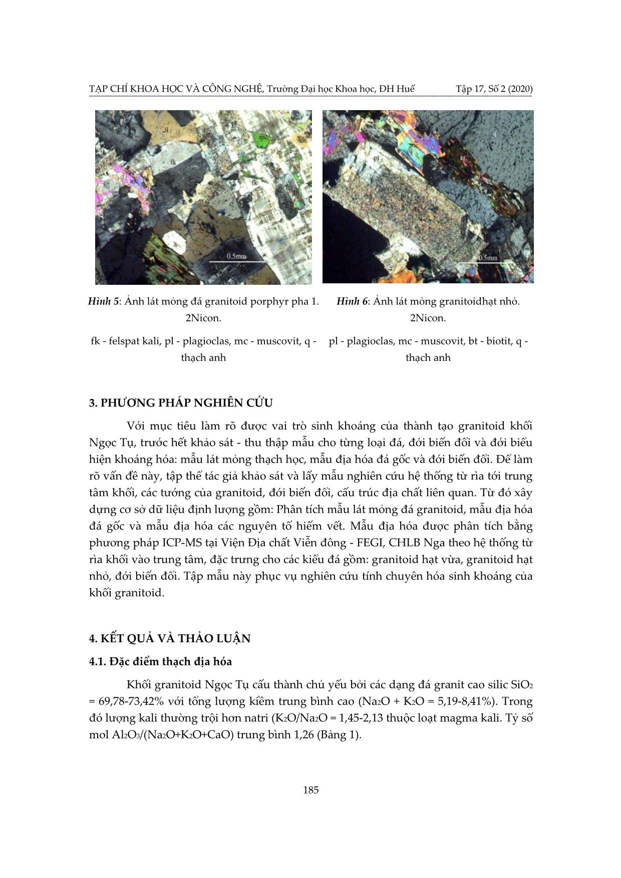 Nghiên cứu tiềm năng sinh khoáng của granitoid khối Ngọc Tụ, Kon Tum trang 5