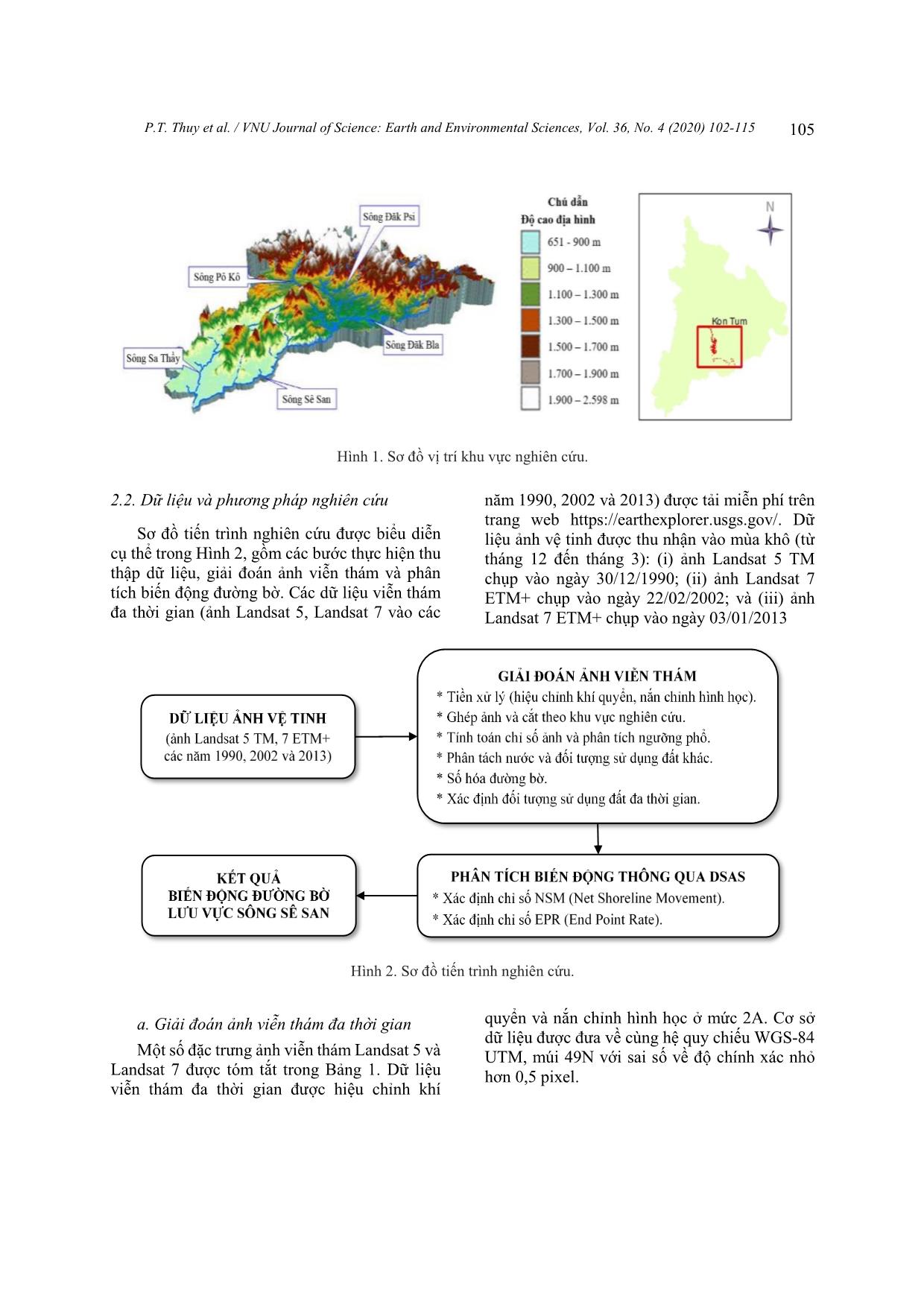 Nghiên cứu xác định biến động đường bờ thượng lưu sông Sê San, tỉnh Kontum trên cơ sở phân tích dữ liệu viễn thám đa thời gian trang 4