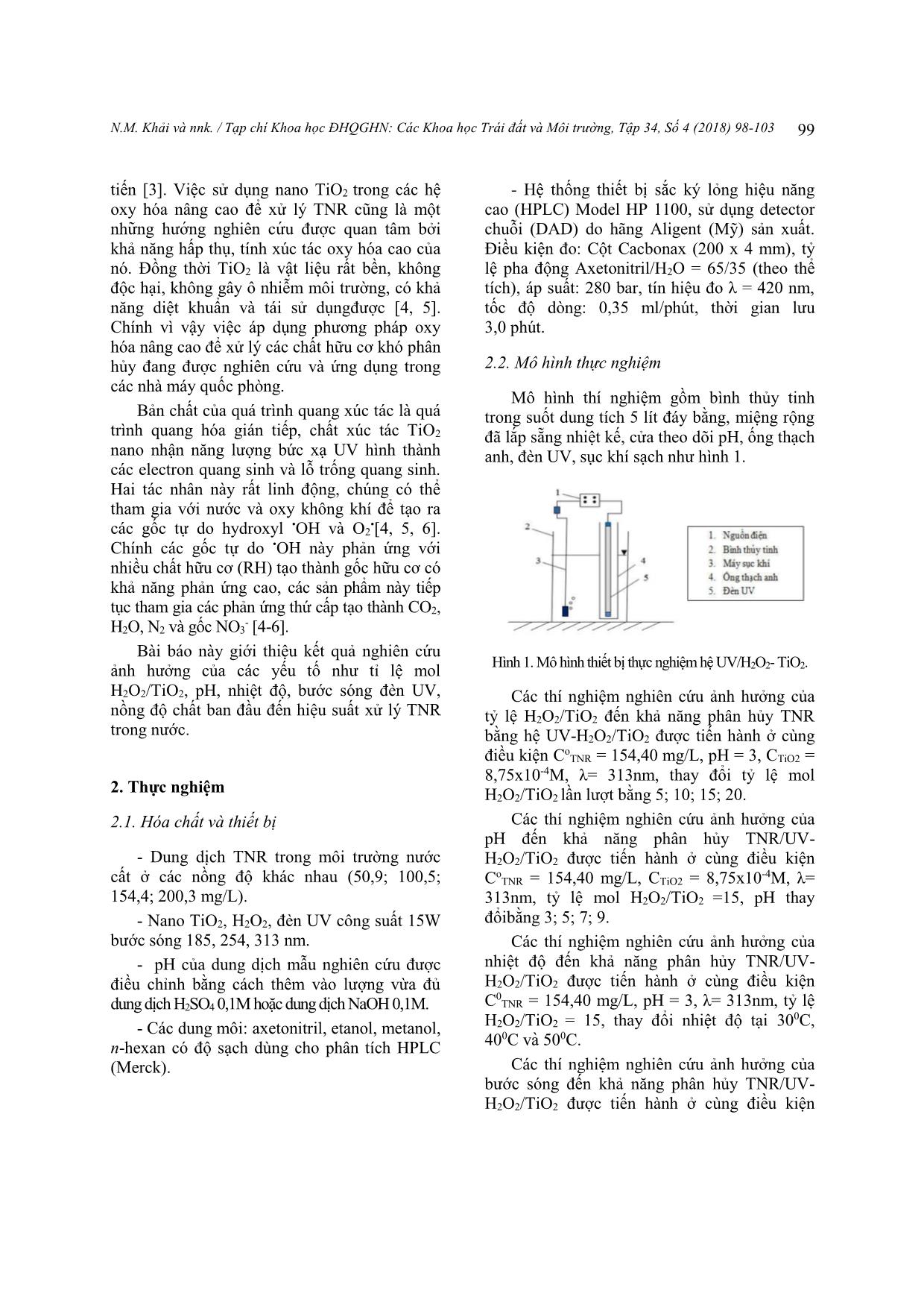 Nghiên cứu xử lý axit styphnic trong nước bằng hệ UV-H₂O₂/Nano TiO₂ trang 2
