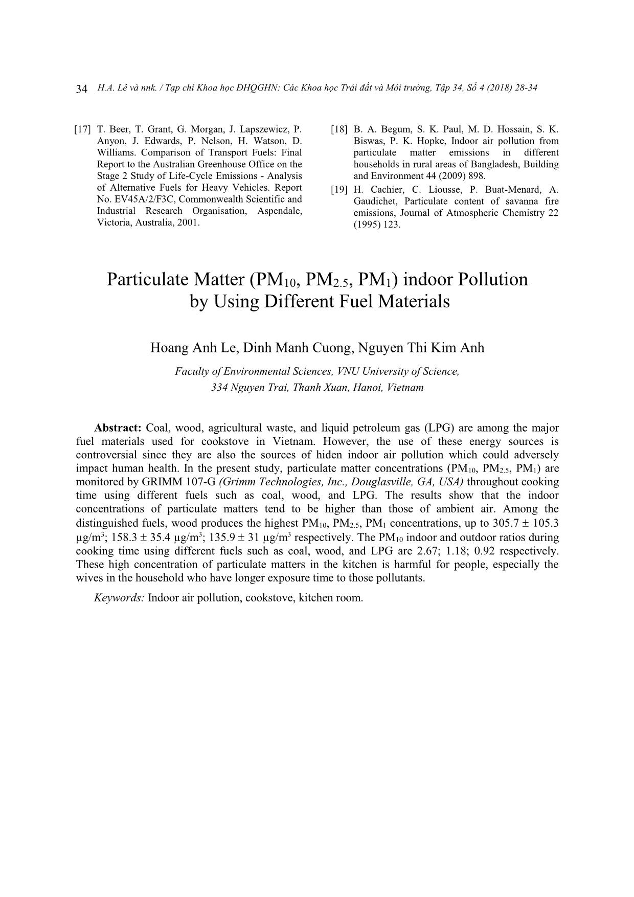 Ô nhiễm không khí trong nhà và ngoài trời bởi bụi (PM10, PM2.5, PM1) khi sử dụng các loại nhiên liệu đun nấu khác nhau trang 7