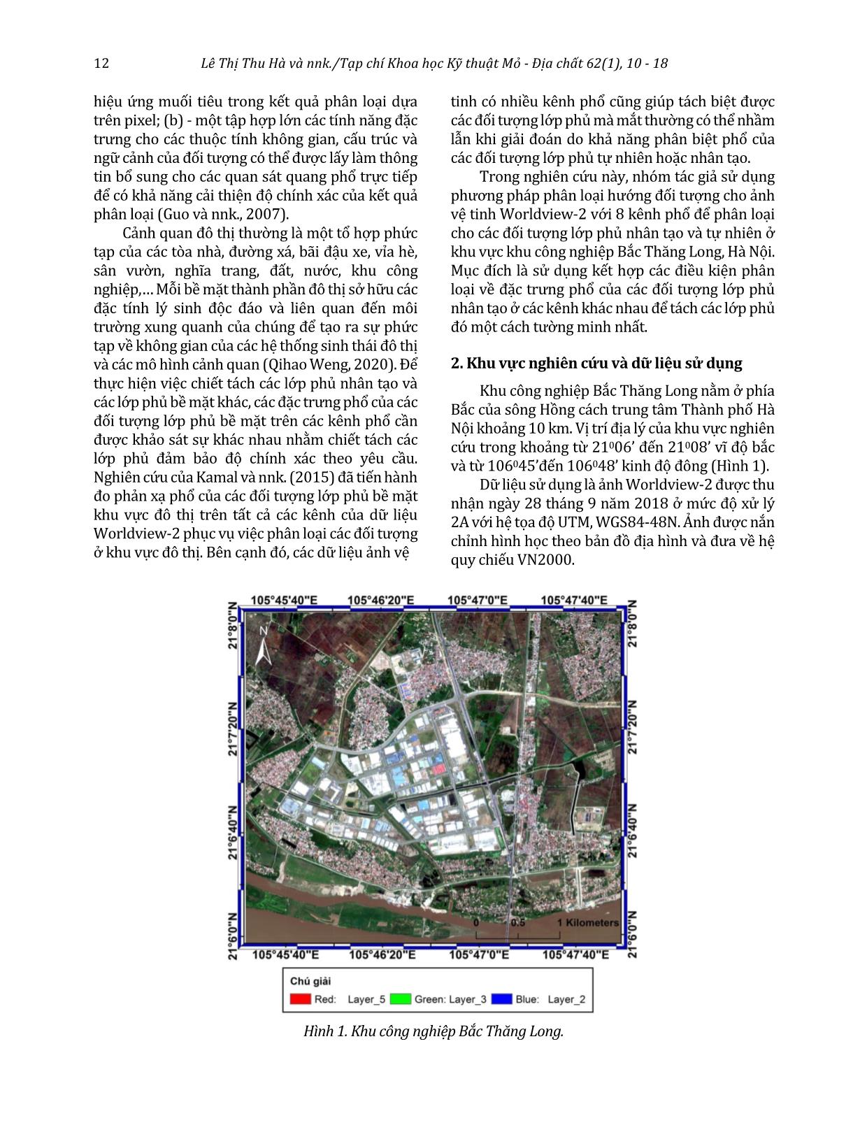 Phân loại lớp phủ bề mặt khu công nghiệp Bắc Thăng Long bằng phương pháp phân loại hướng đối tượng sử dụng dữ liệu ảnh vệ tinh độ phân giải cao Worldview-2 trang 3