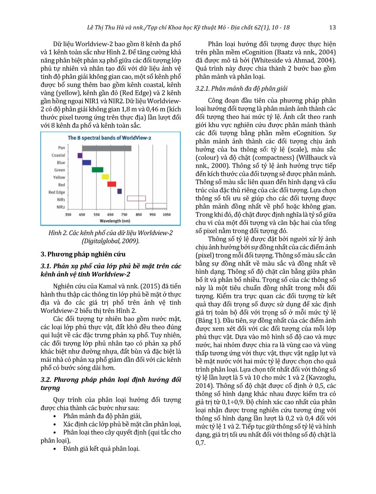 Phân loại lớp phủ bề mặt khu công nghiệp Bắc Thăng Long bằng phương pháp phân loại hướng đối tượng sử dụng dữ liệu ảnh vệ tinh độ phân giải cao Worldview-2 trang 4