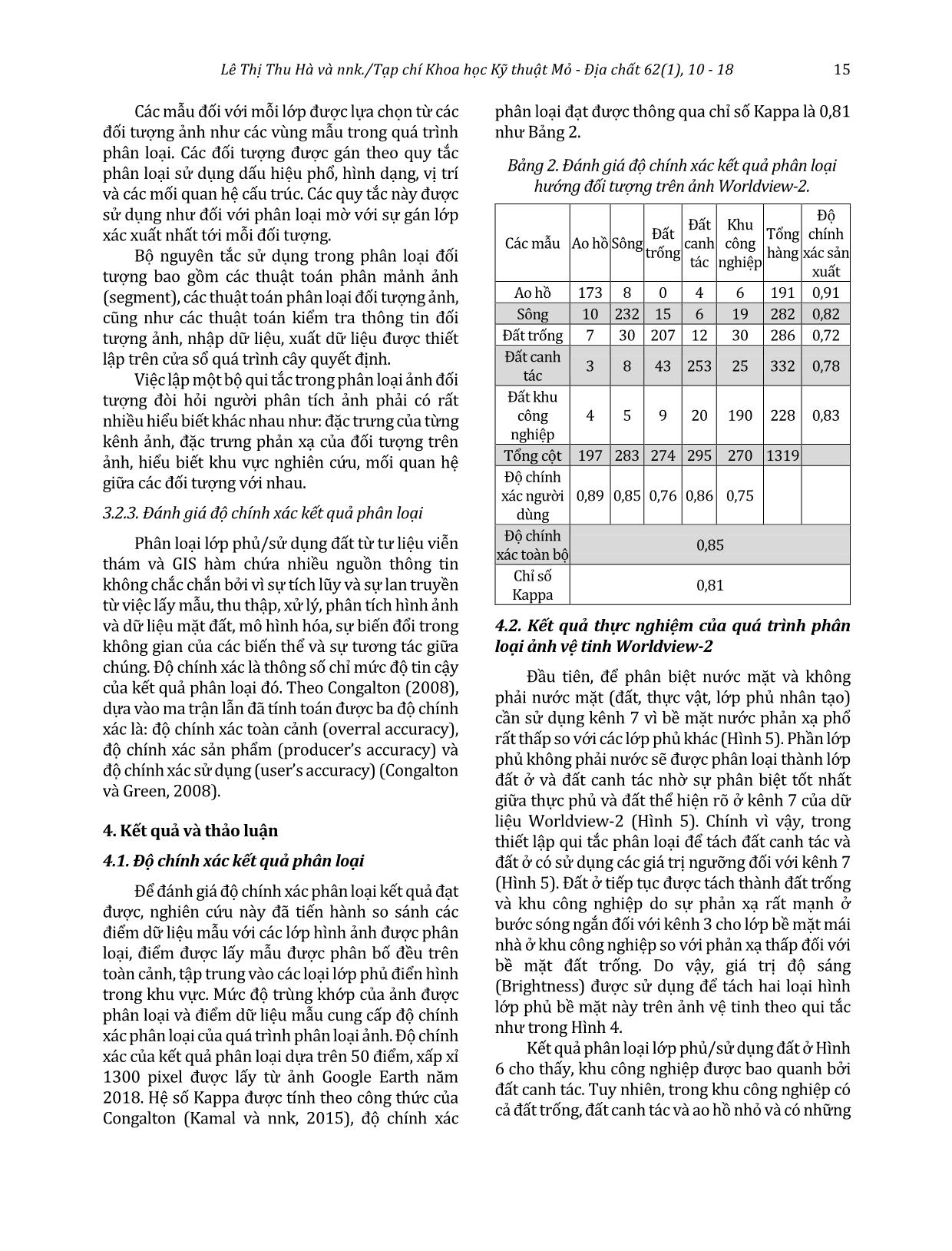 Phân loại lớp phủ bề mặt khu công nghiệp Bắc Thăng Long bằng phương pháp phân loại hướng đối tượng sử dụng dữ liệu ảnh vệ tinh độ phân giải cao Worldview-2 trang 6