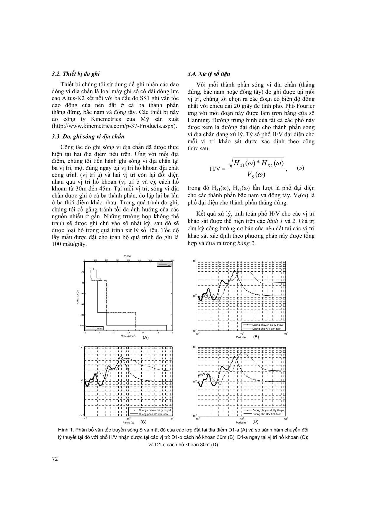 Phương pháp tỷ số phổ H/V của sóng vi địa chấn và khả năng ứng dụng trong đánh giá ảnh hưởng của điều kiện nền tới dao động động đất tại Hà Nội trang 3