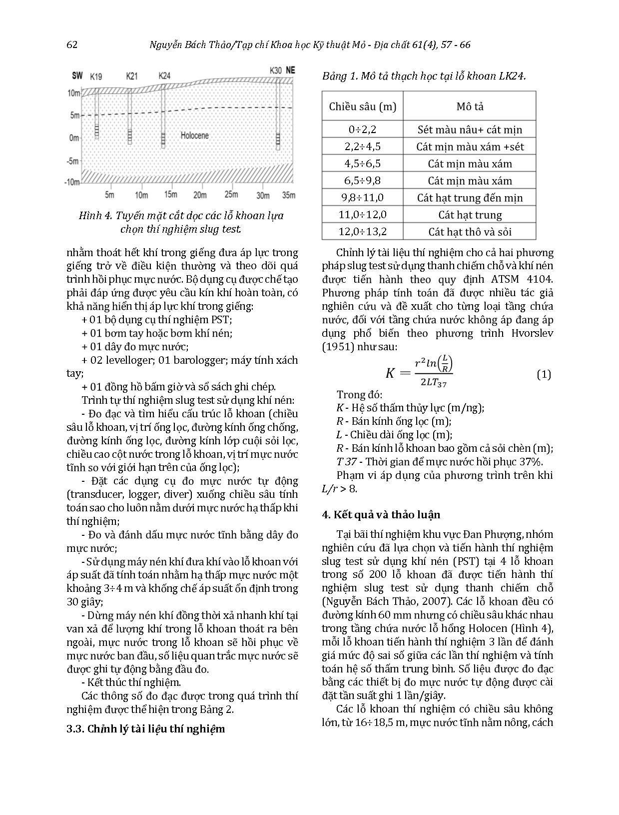 So sánh các phương pháp thí nghiệm slug test trong xác định hệ số thấm cho tầng Holocen vùng Đan Phượng trang 6