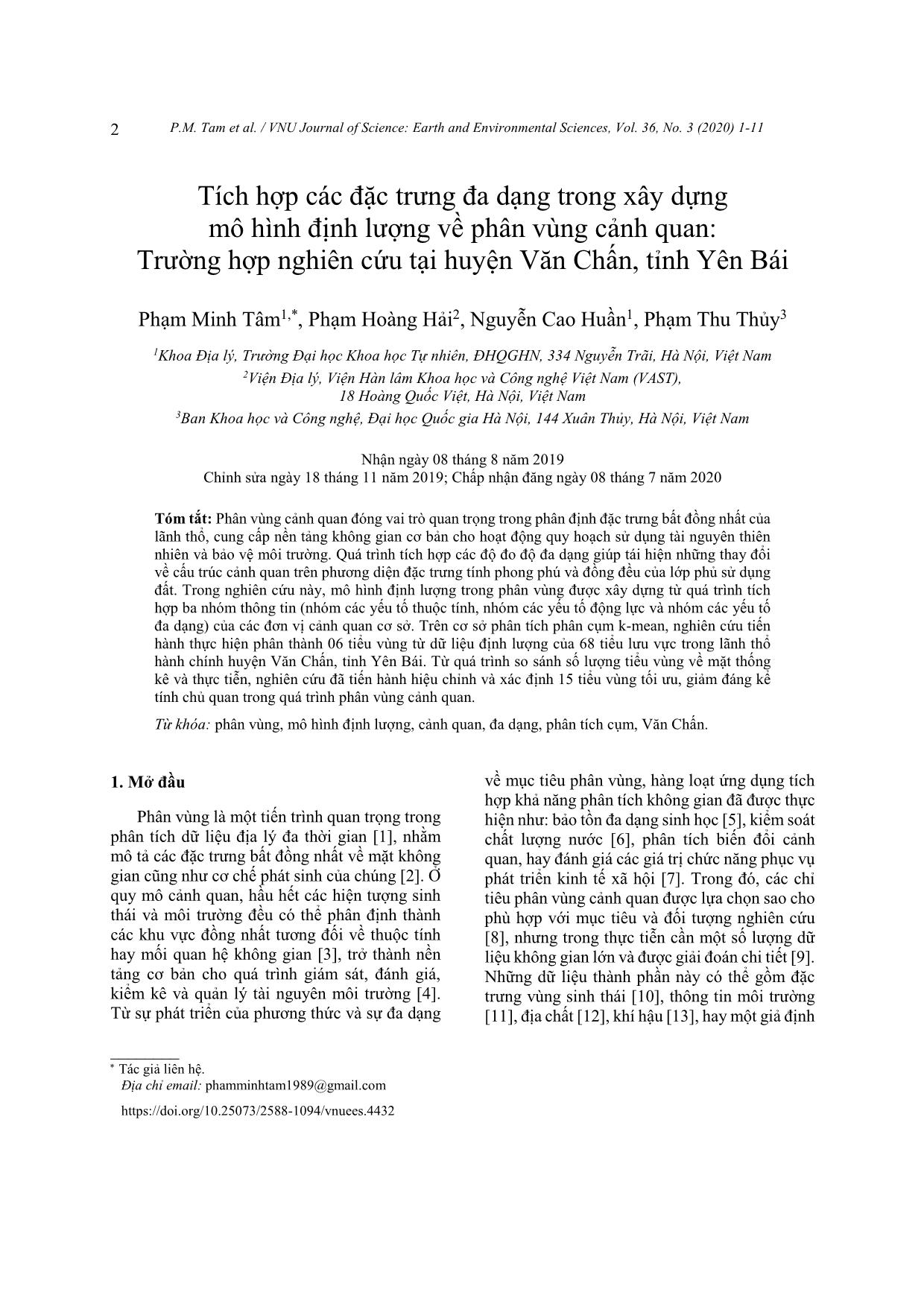 Tích hợp các đặc trưng đa dạng trong xây dựng mô hình định lượng về phân vùng cảnh quan: Trường hợp nghiên cứu tại huyện Văn Chấn, tỉnh Yên Bái trang 2