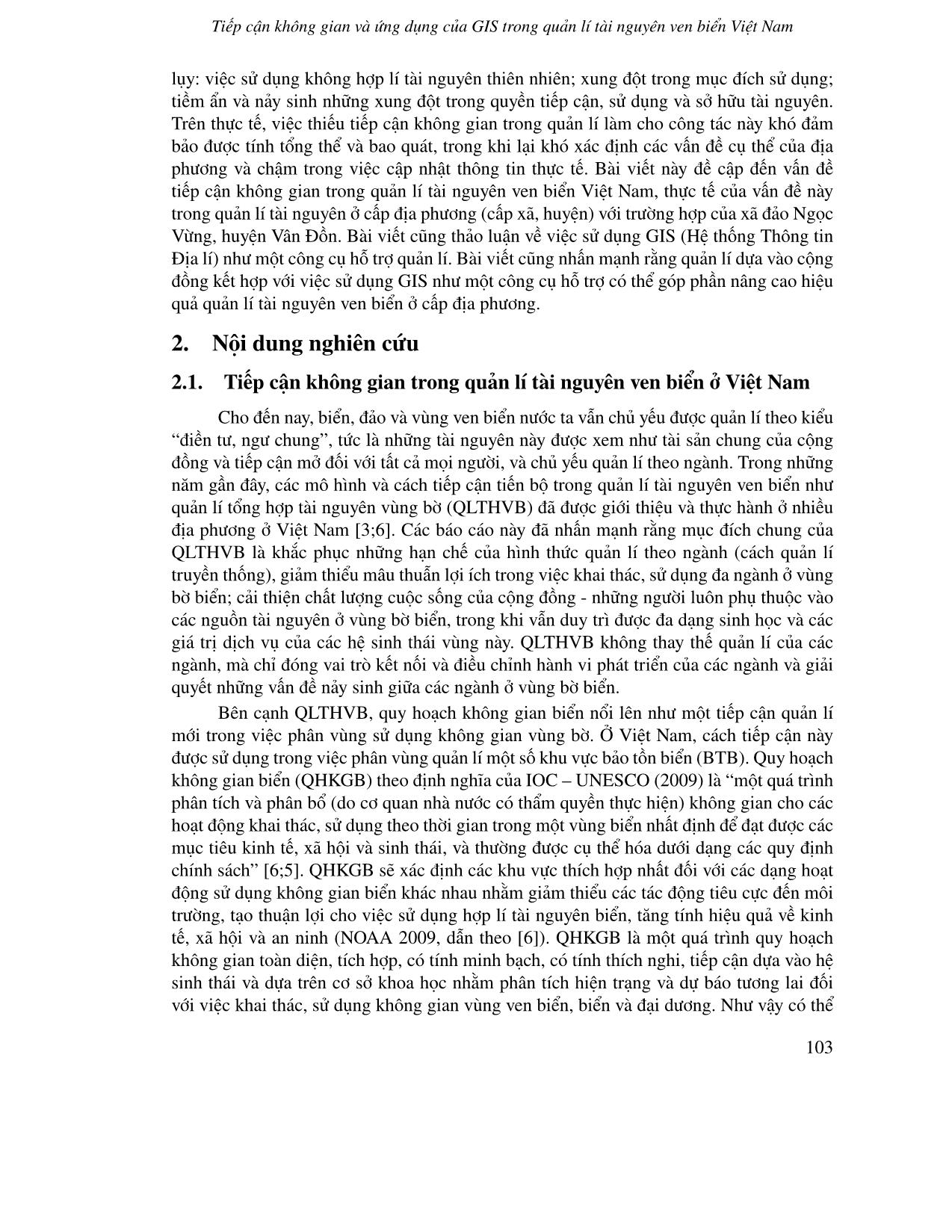 Tiếp cận không gian và ứng dụng của GIS trong quản lí tài nguyên ven biển Việt Nam trang 2