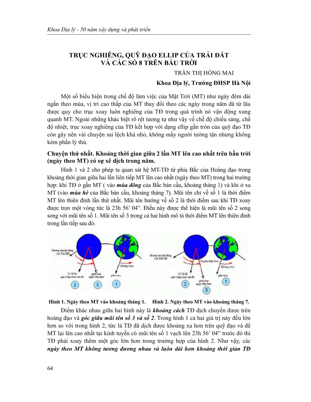 Trục nghiêng, quỹ đạo ellip của trái đất và các số 8 trên bầu trời trang 1