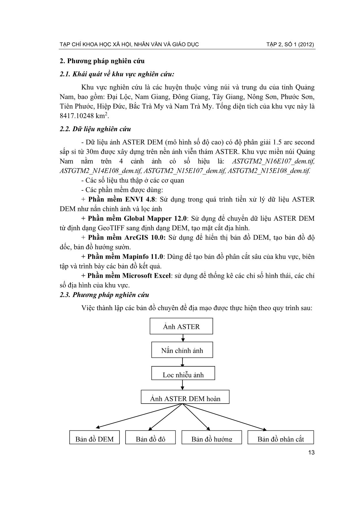Ứng dụng ảnh aster dem thành lập một số bản đồ địa mạo trắc lượng hình thái khu vực miền núi Quảng Nam trang 2