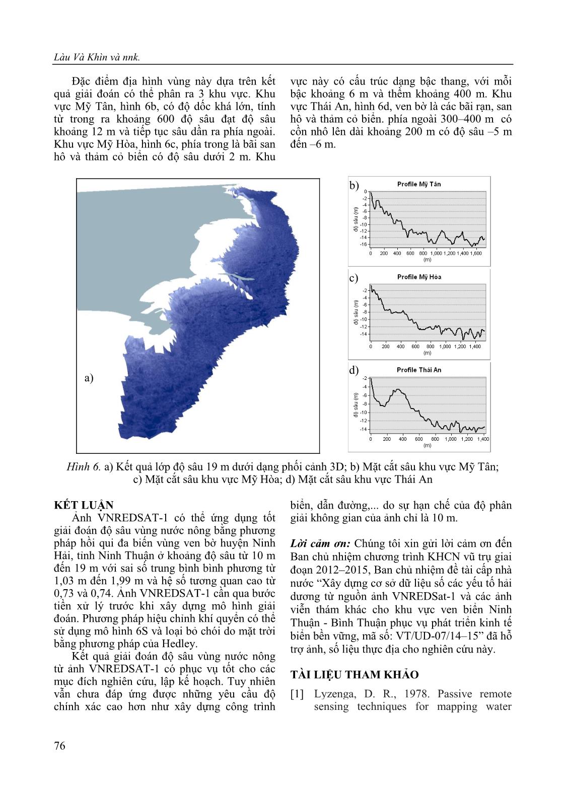 Bathymetry mapping using VNREDSAT-1 image: A case study in Ninh Hai coast, Ninh Thuan province of Vietnam trang 10