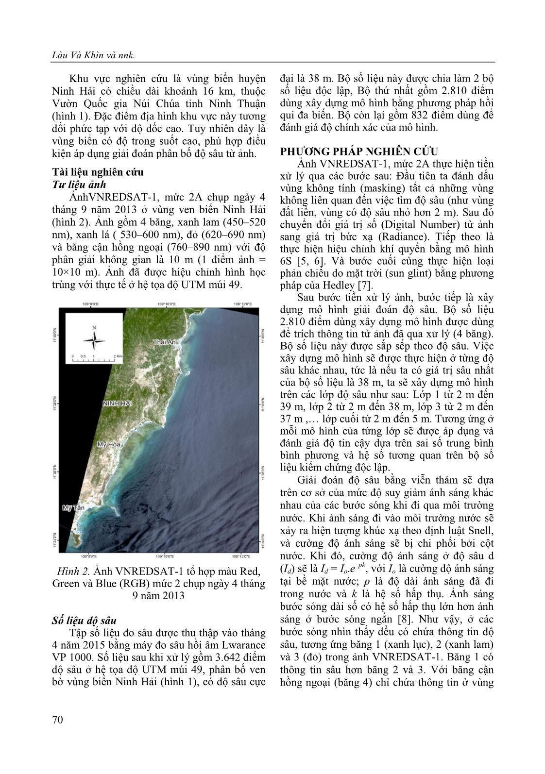 Bathymetry mapping using VNREDSAT-1 image: A case study in Ninh Hai coast, Ninh Thuan province of Vietnam trang 4