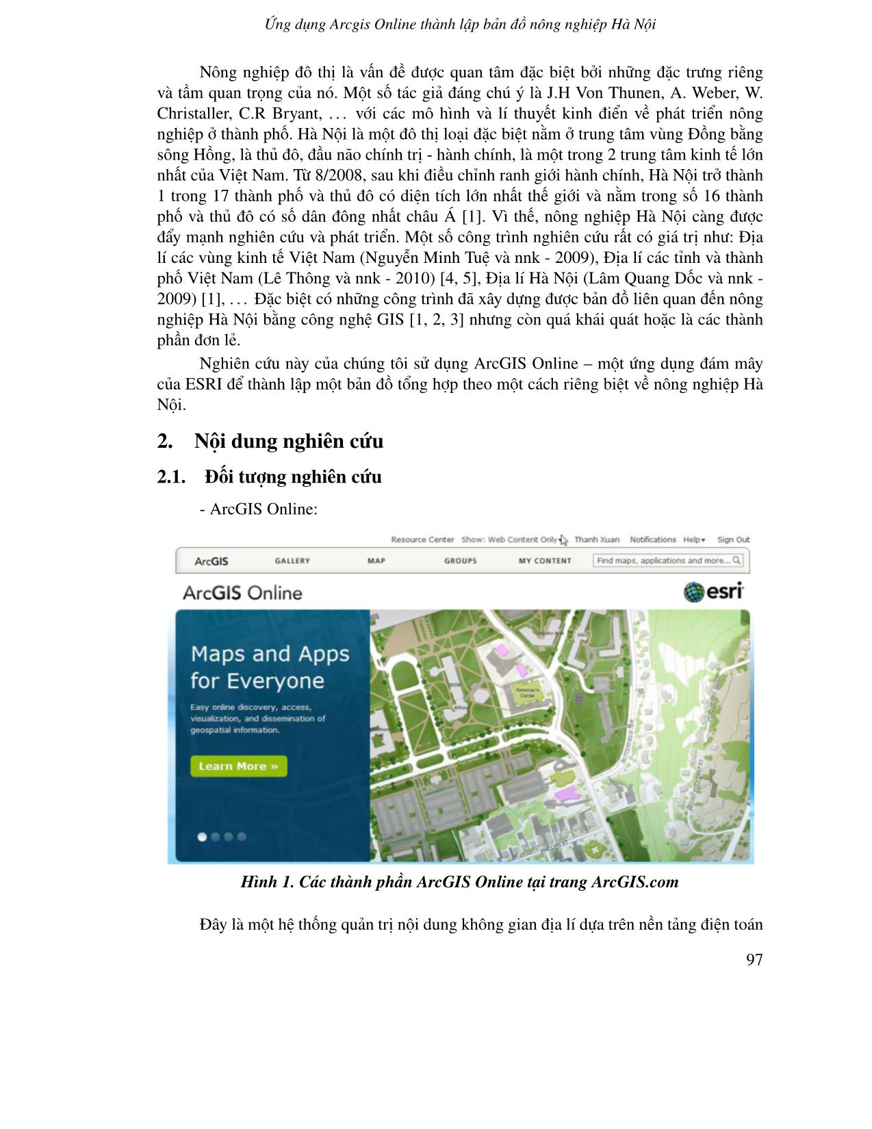 Ứng dụng ArcGIS Online thành lập bản đồ nông nghiệp Hà Nội trang 2