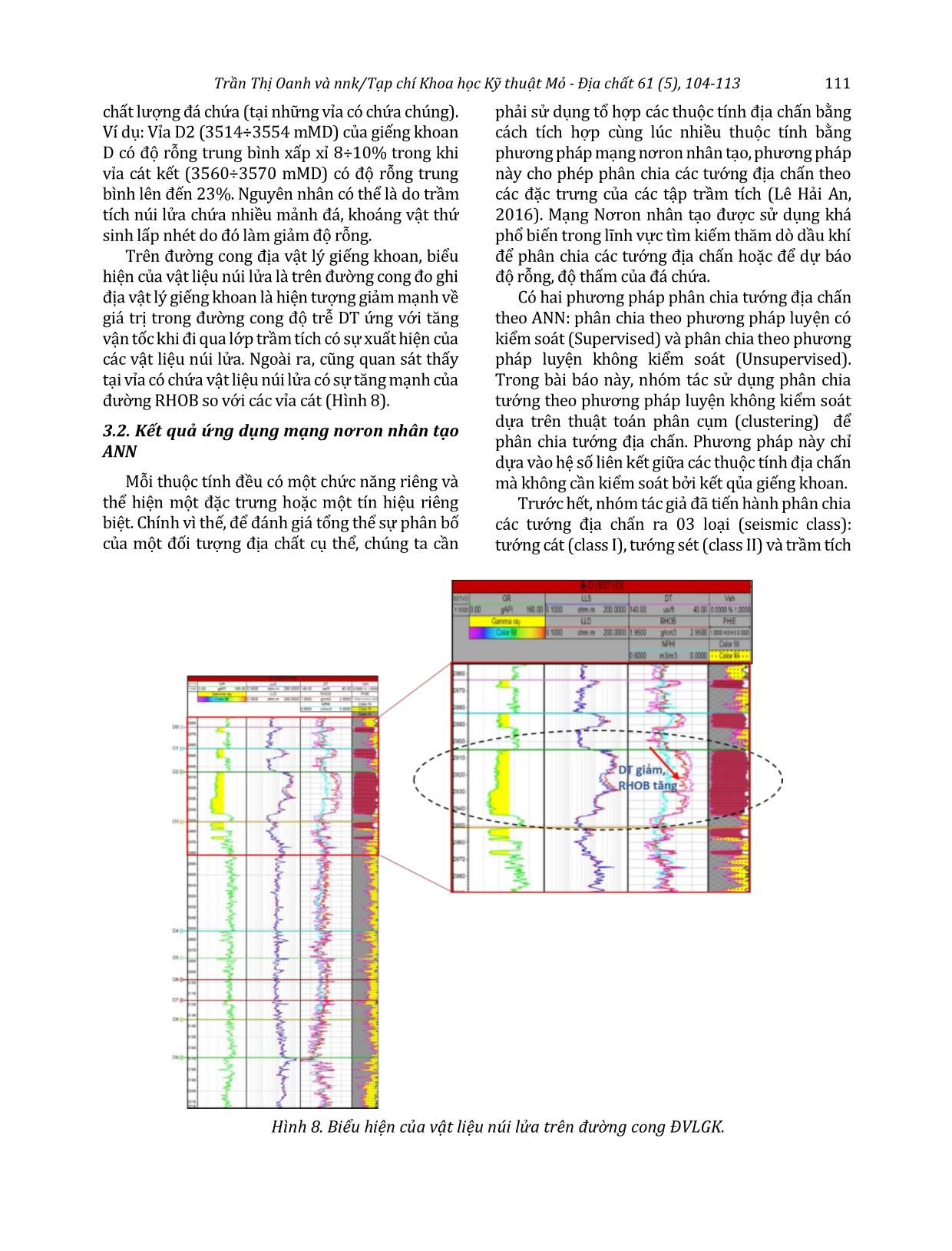 Ứng dụng mạng trí tuệ nhân tạo dự báo phân bố vật liệu núi lửa trong tập D, mỏ X, bể Cửu Long trang 8