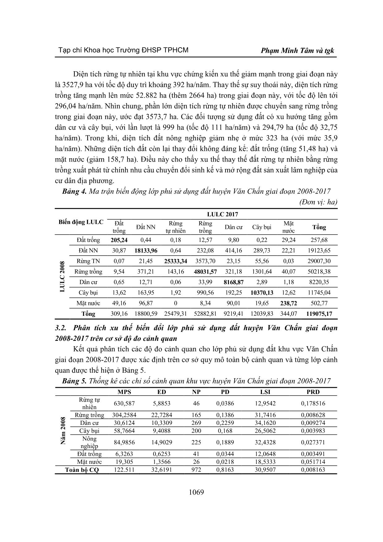 Ứng dụng viễn thám và độ đo cảnh quan trong phân tích xu thế biến động sử dụng đất khu vực huyện Văn Chấn, tỉnh Yên Bái giai đoạn 2008-2017 trang 7