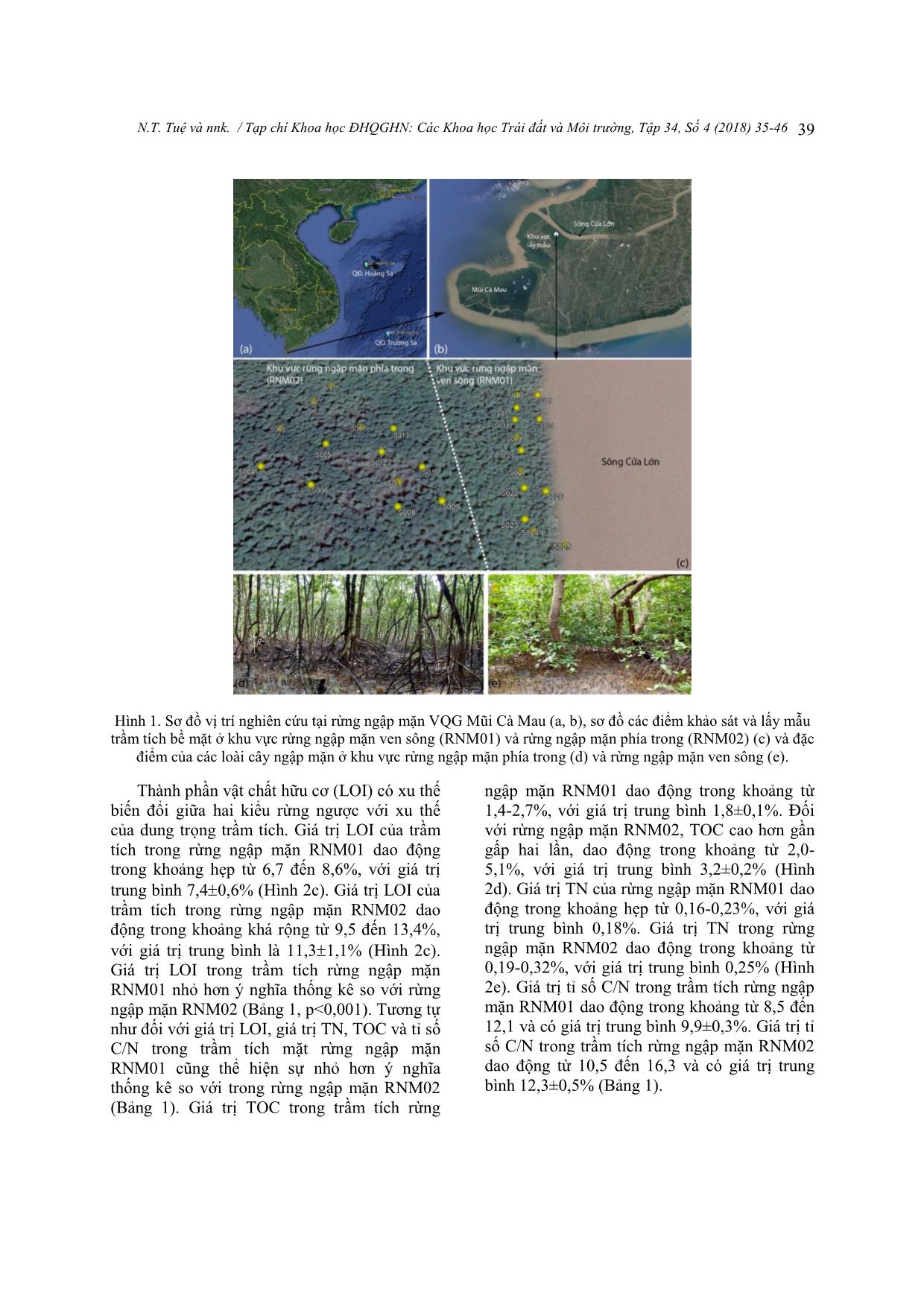 Xác định nguồn gốc của carbon hữu cơ trong trầm tích bề mặt rừng ngập mặn Vườn quốc gia Mũi Cà Mau bằng phương pháp phân tích đồng vị bền trang 5