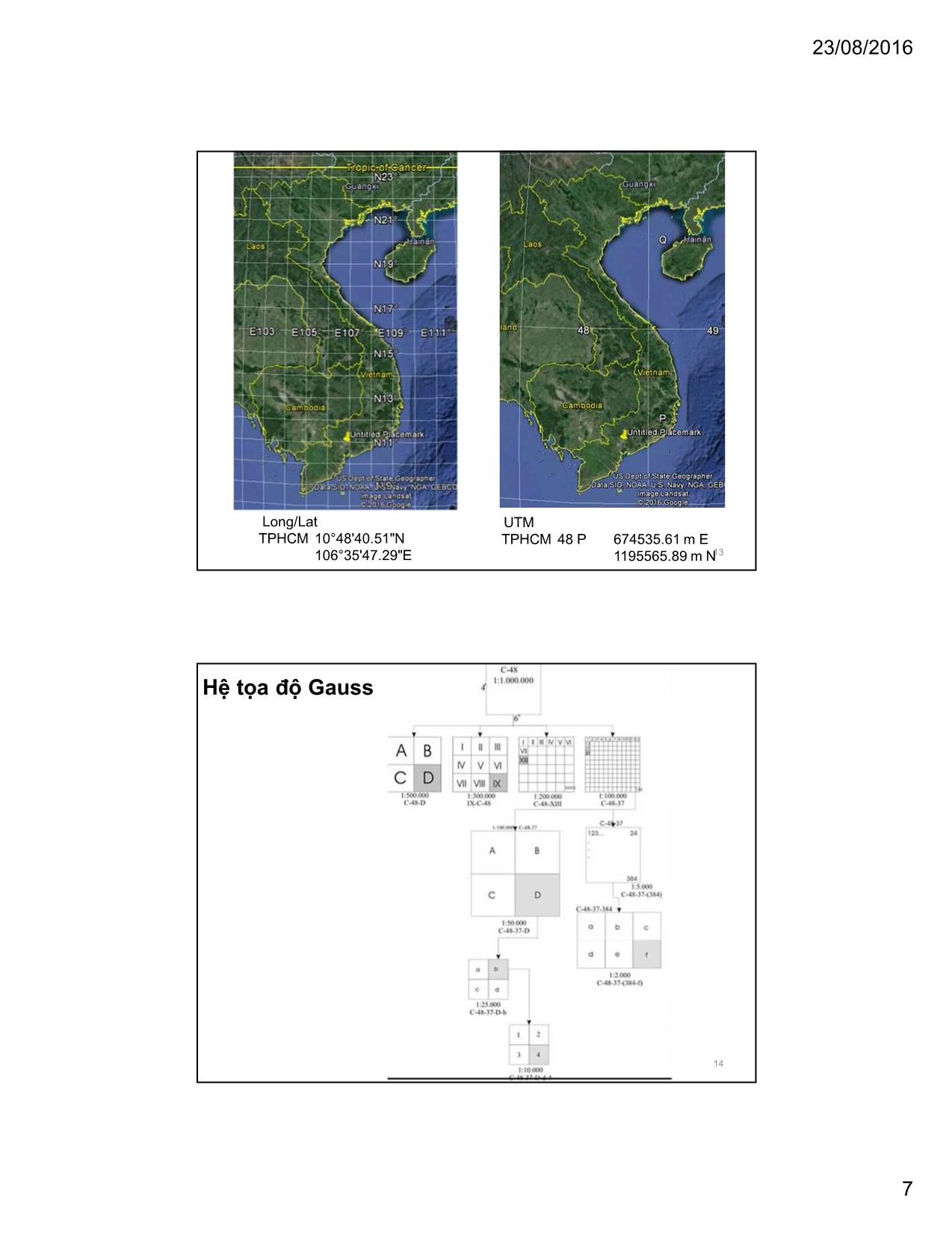 Bài giảng Bản đồ và bản đồ địa chất - Chương 1: Bản đồ - Nguyễn Huỳnh Thông trang 7