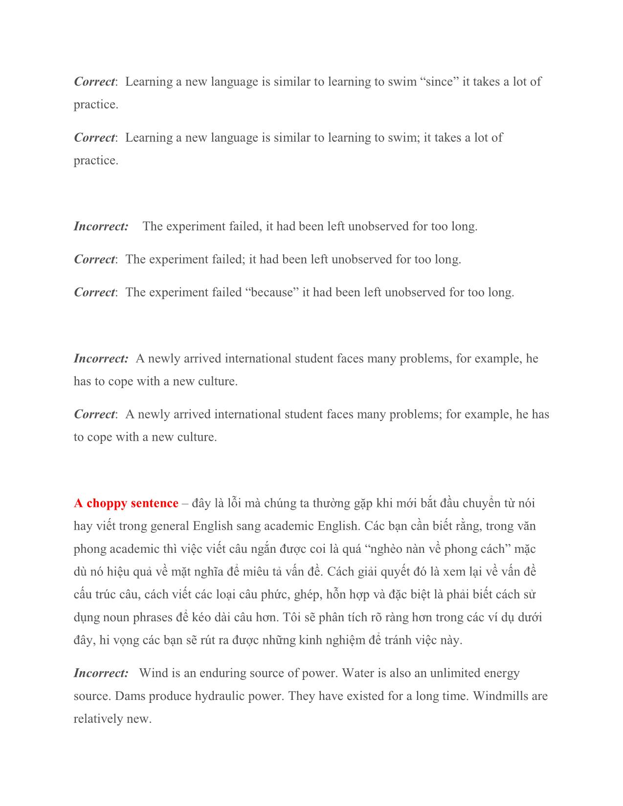 Các lỗi sai phổ biến trong cách viết câu (phần 1) trang 3