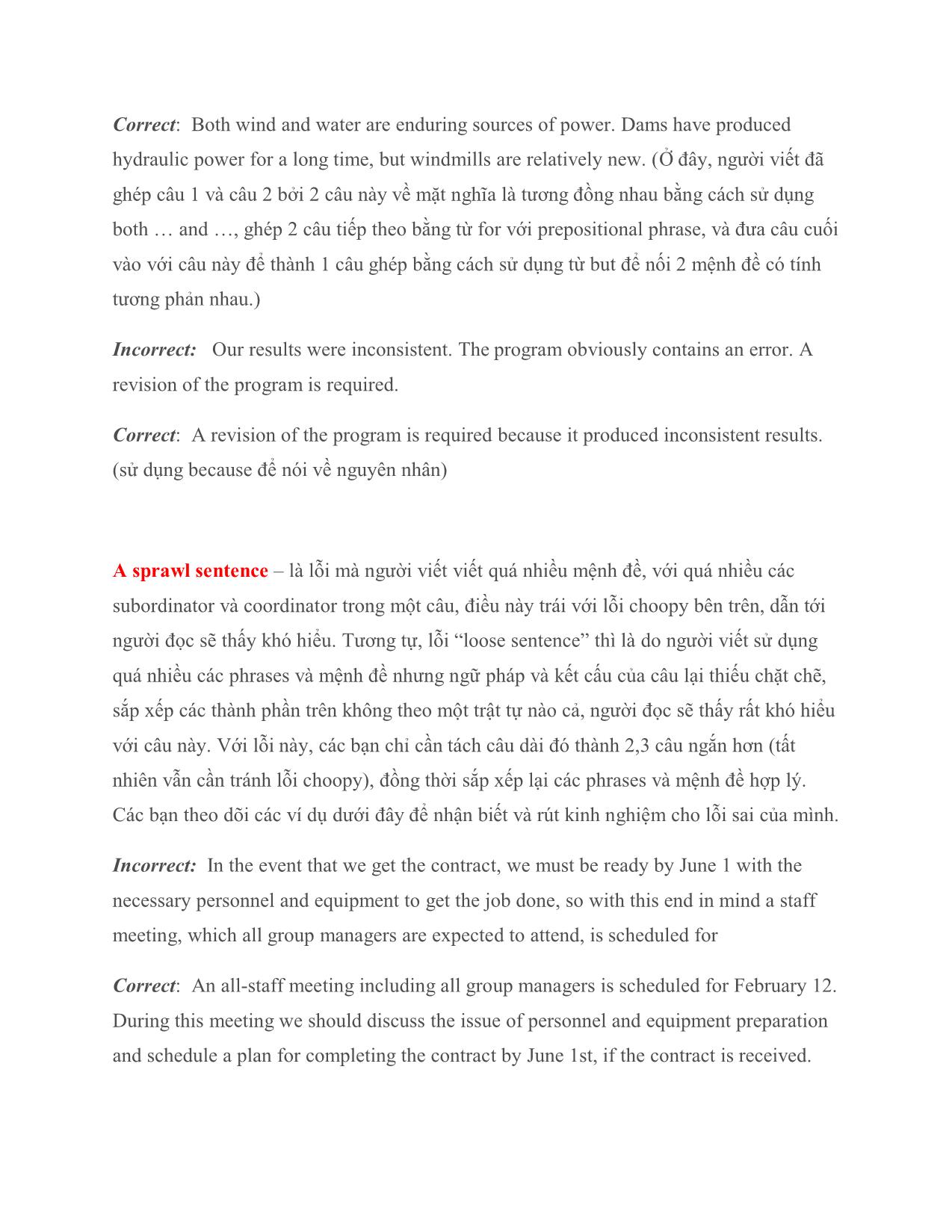 Các lỗi sai phổ biến trong cách viết câu (phần 1) trang 4