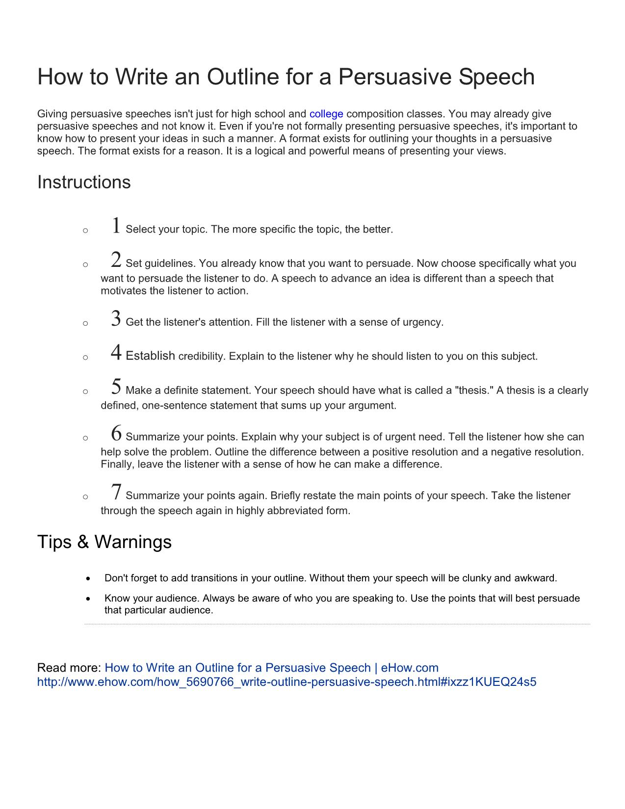 How to write an outline for a persuasive speech trang 1