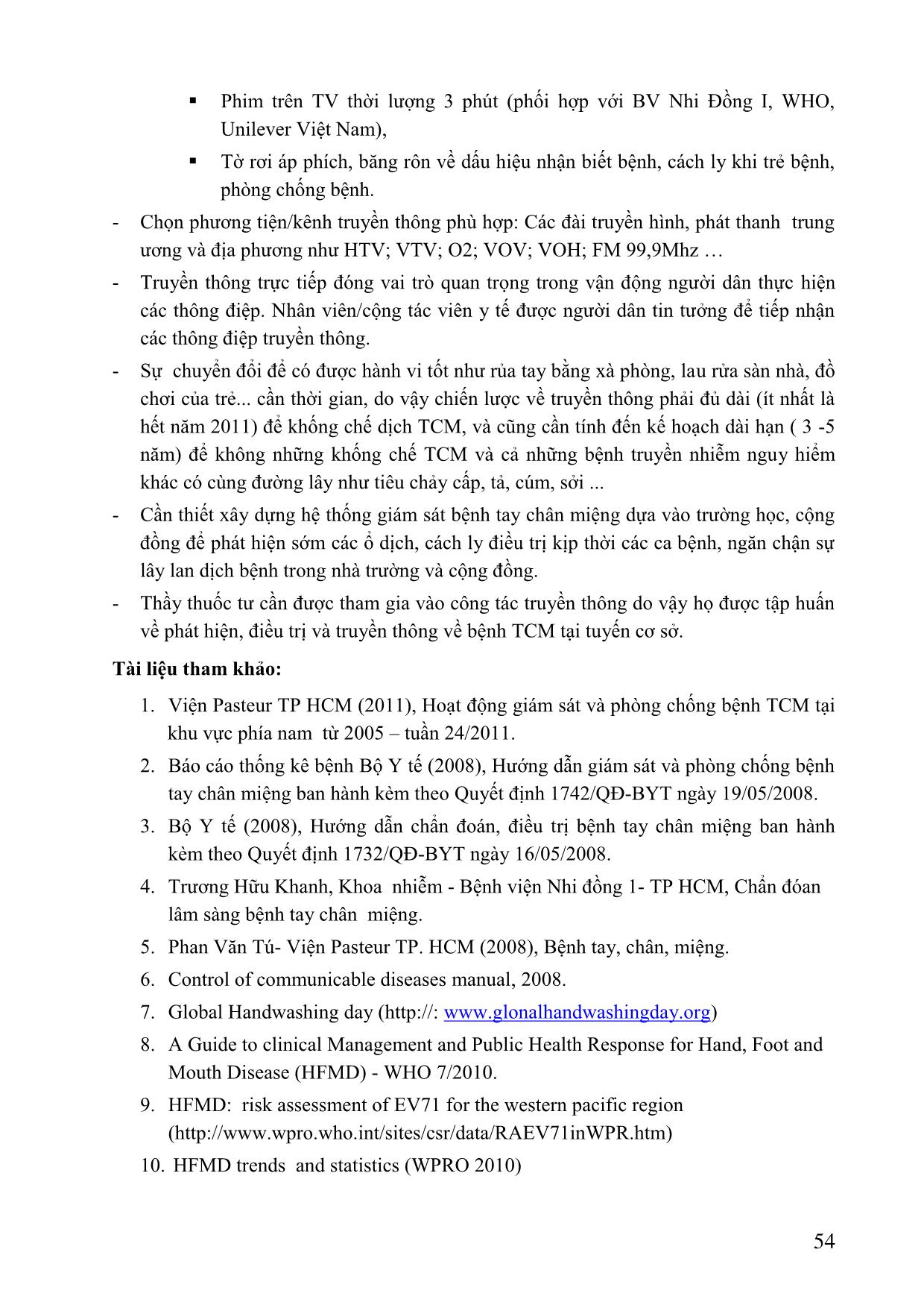Kiến thức - Thực hành của người chăm sóc trẻ dưới 5 tuổi tại TP. Hồ Chí Minh về bệnh tay chân miệng, năm 2011 trang 9