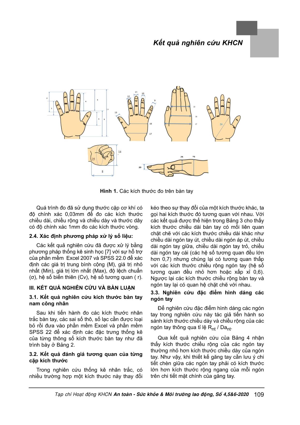 Nghiên cứu đặc điểm hình dáng bàn tay của nam công nhân xây dựng tuổi từ 20 đến 30 trang 3