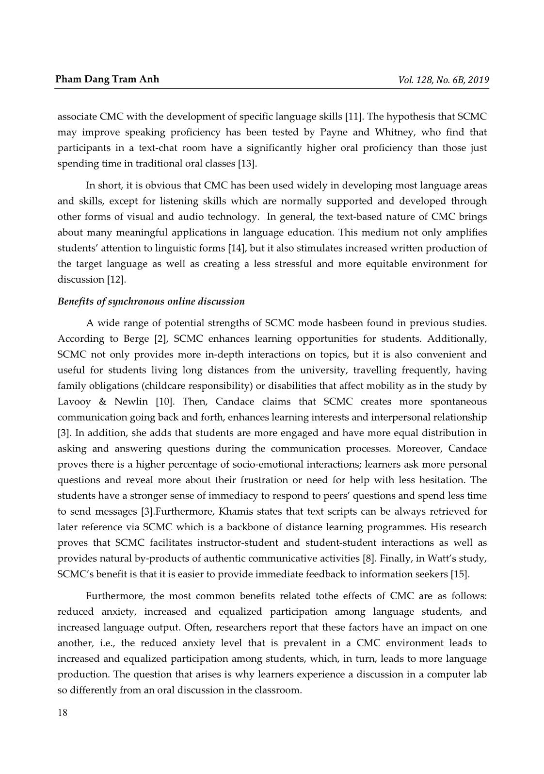 Quantitative analysis of the effect of synchronous online discussions on oral and written language development for efl university students in Vietnam trang 3